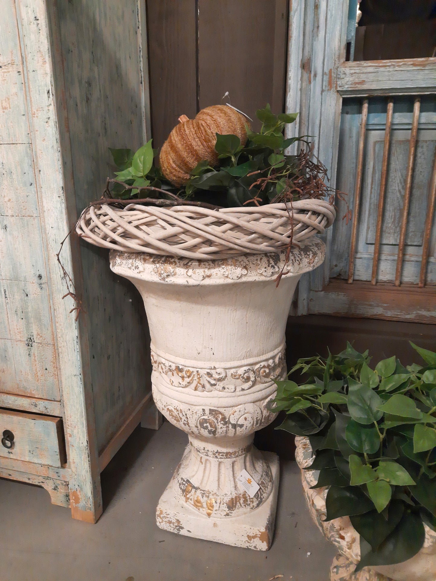 Rattankranz Natur Grau-Weiß - Adventskranz Rohling aus Holz Ø 20-50 cm