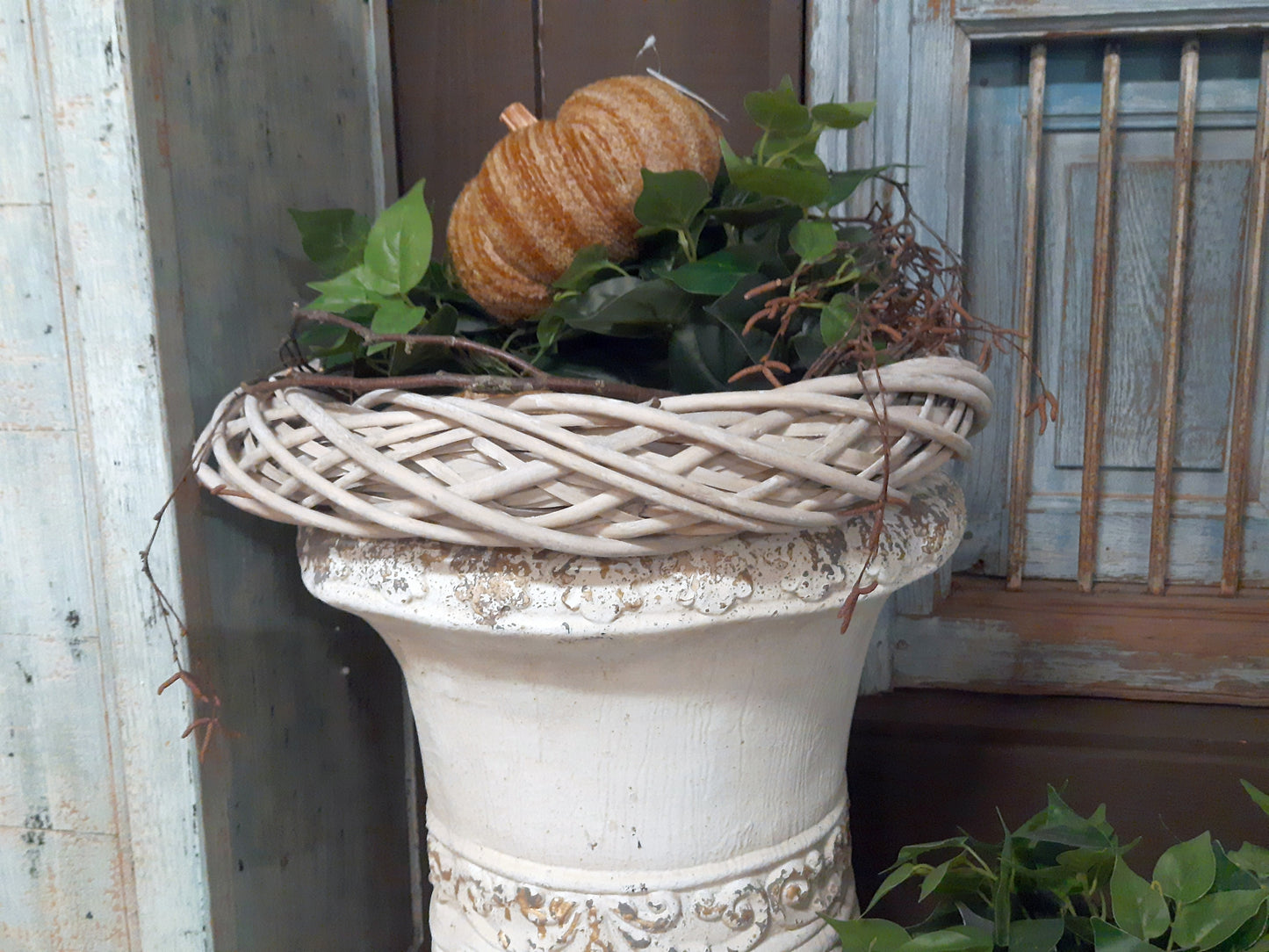 Rattankranz Natur Grau-Weiß - Adventskranz Rohling aus Holz Ø 20-50 cm