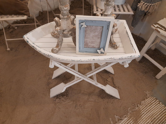 Klappbarer Beistelltisch Boot Weiß - Shabby Chic Landhaus