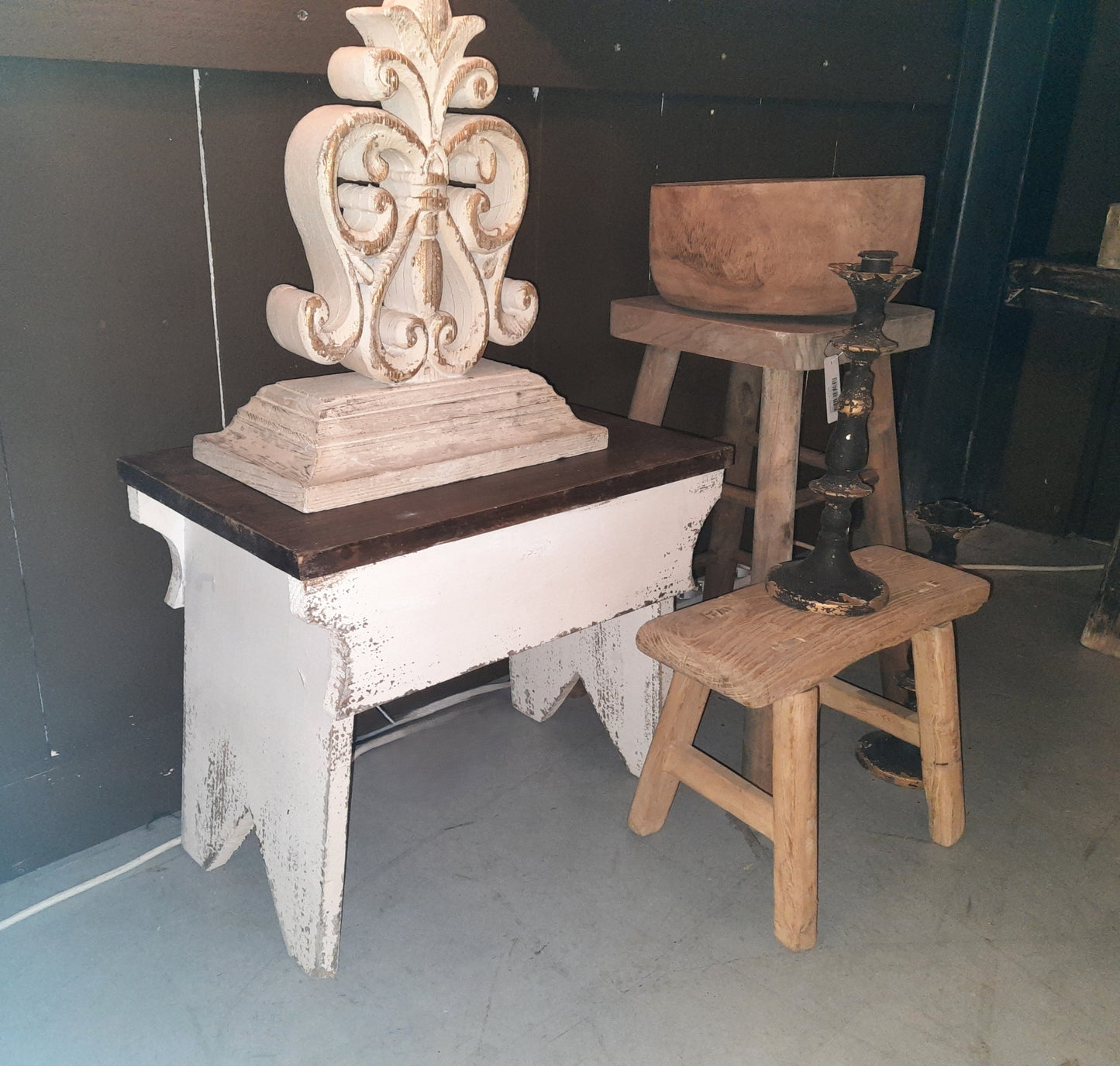 Blumenständer Holz Shabby Chic - Pflanzenbank Weiß Braun Landhausstil