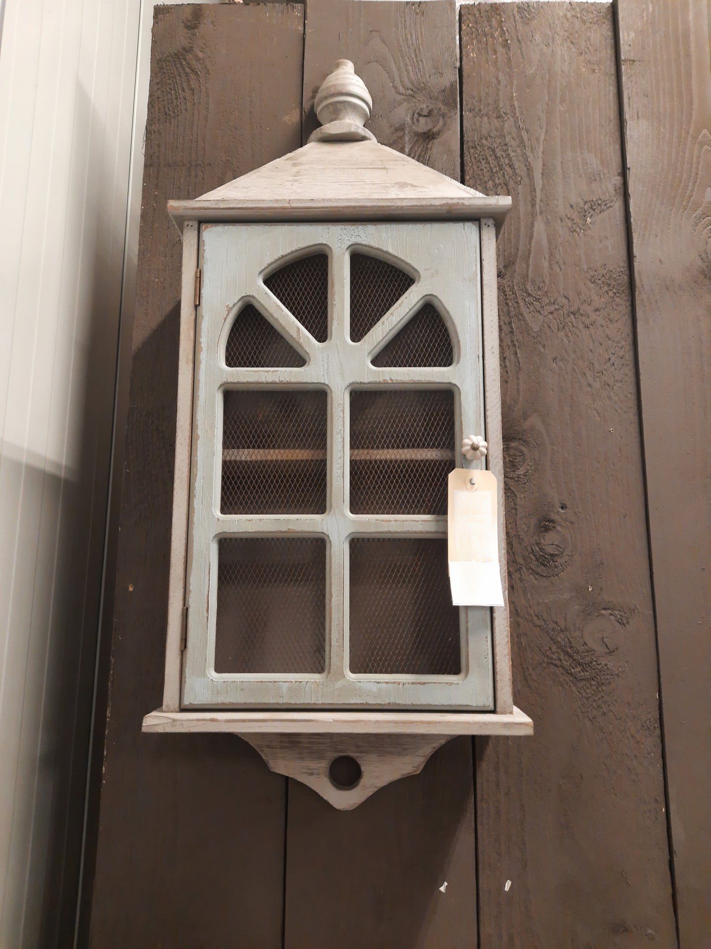 Shabby Chic Hängeschrank in grau-grün aus Holz