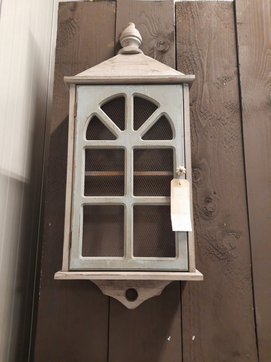 Shabby Chic Hängeschrank in grau-grün aus Holz