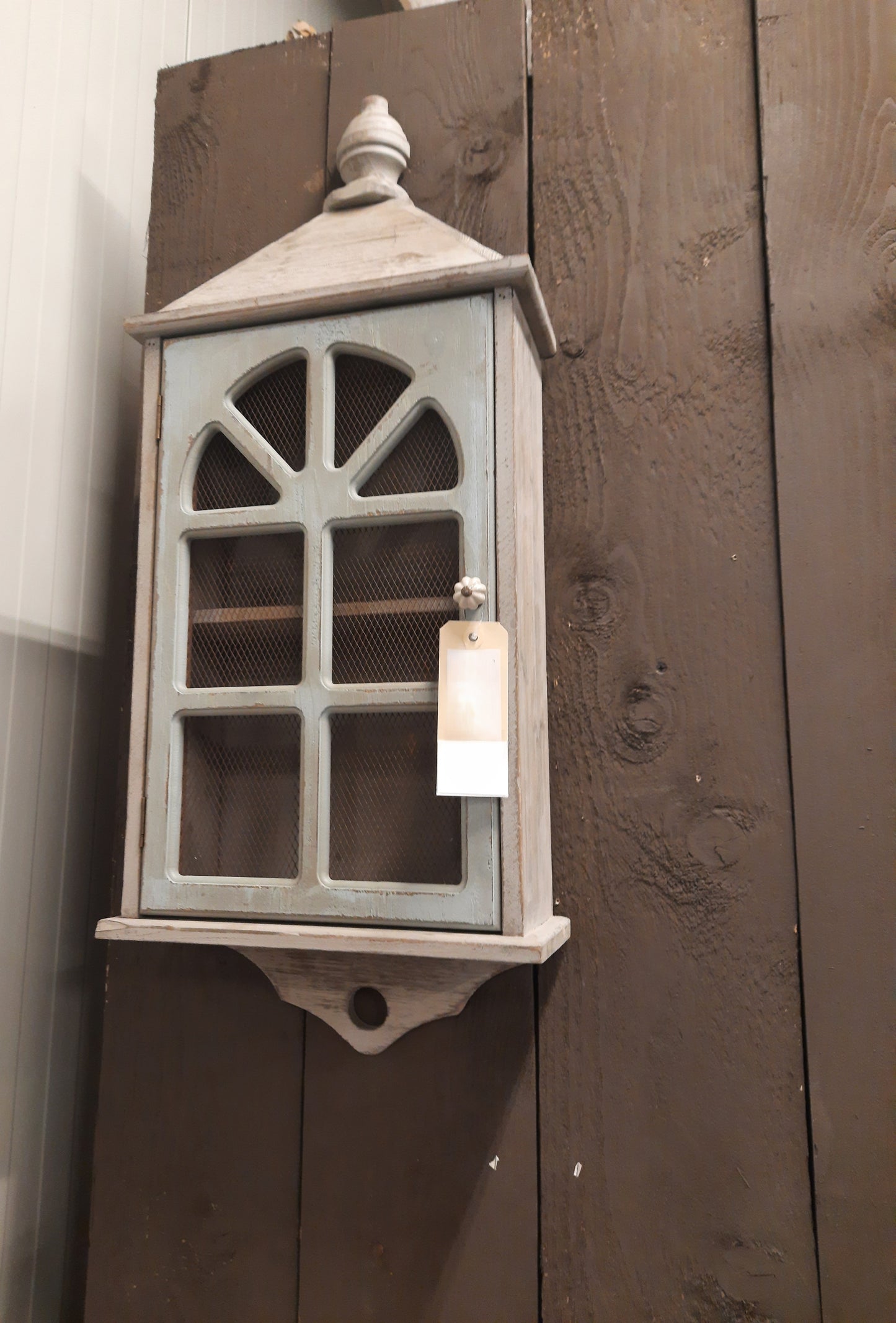 Shabby Chic Hängeschrank in grau-grün aus Holz