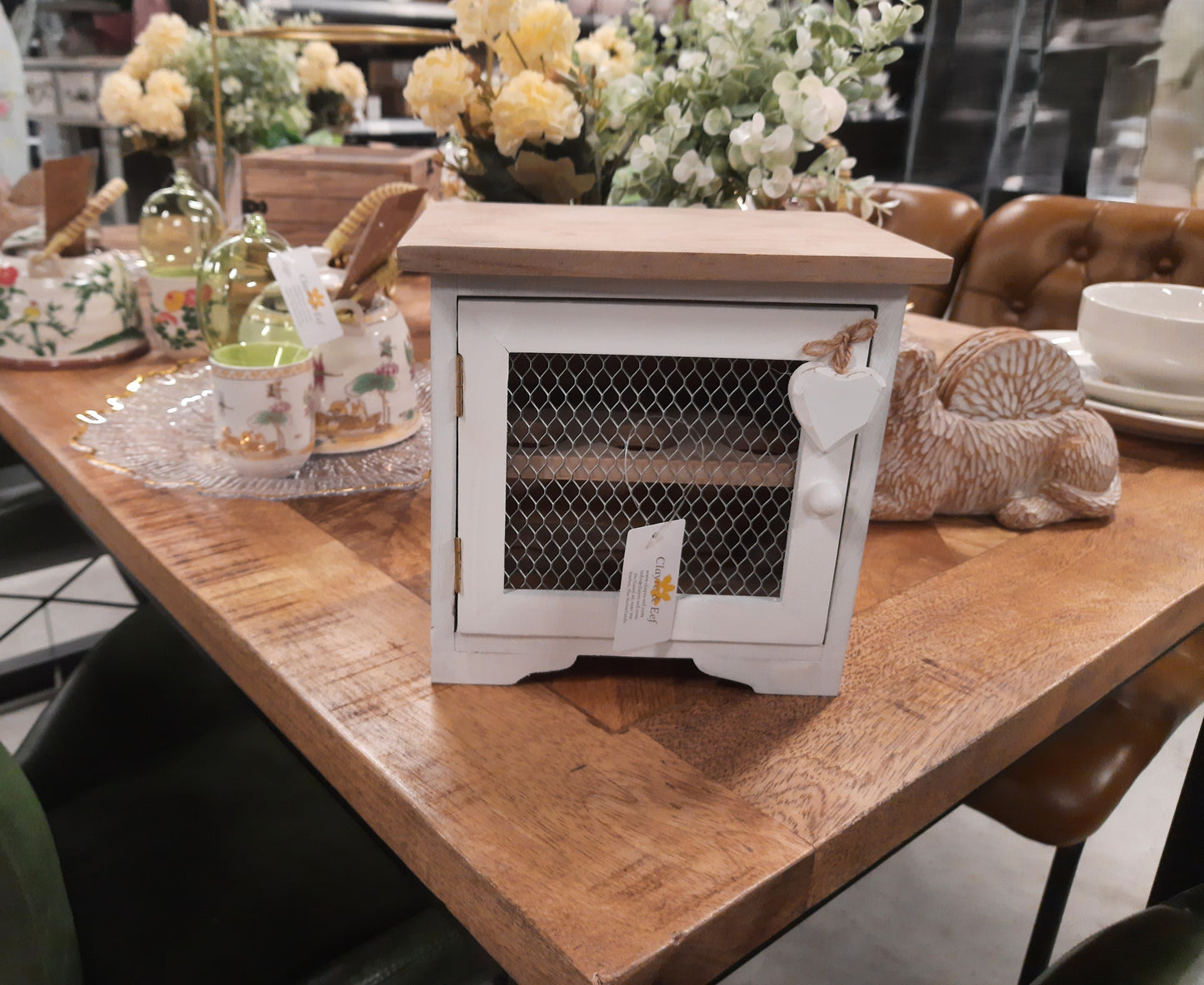 Eierschrank Weiß Holz Landhausstil – Eierhalter für 12 Eier Vintage Shabby Chic