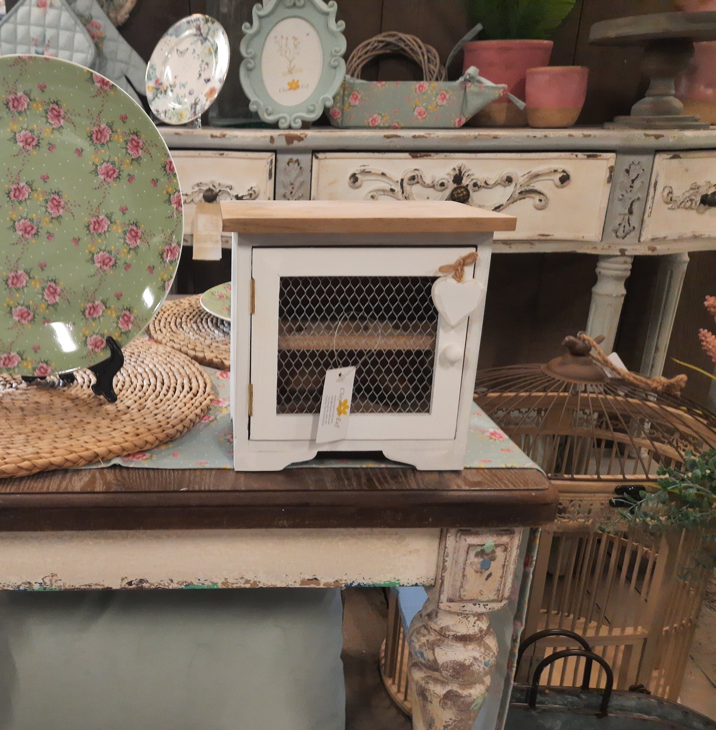 Eierschrank Weiß Holz Landhausstil – Eierhalter für 12 Eier Vintage Shabby Chic