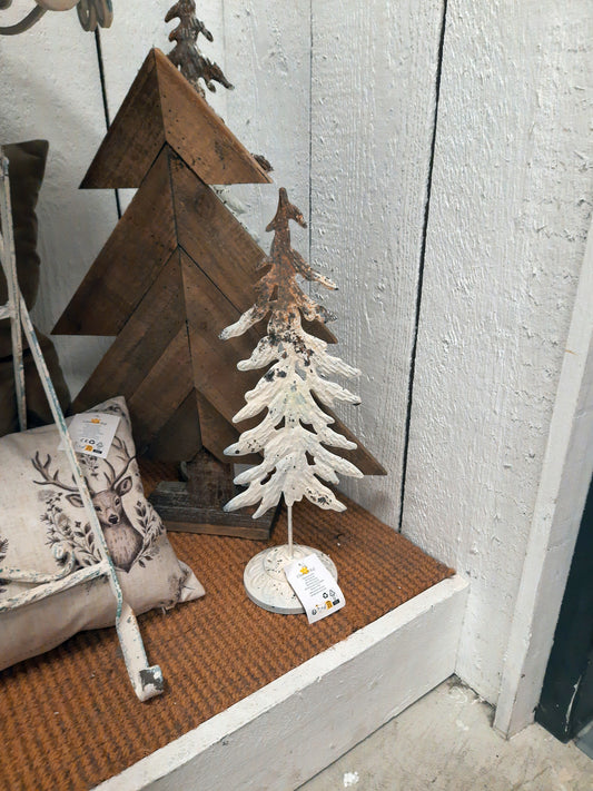 Shabby Chic Tannenbaum Metall Weiß-Braun - Weihnachtsdeko Landhausstil