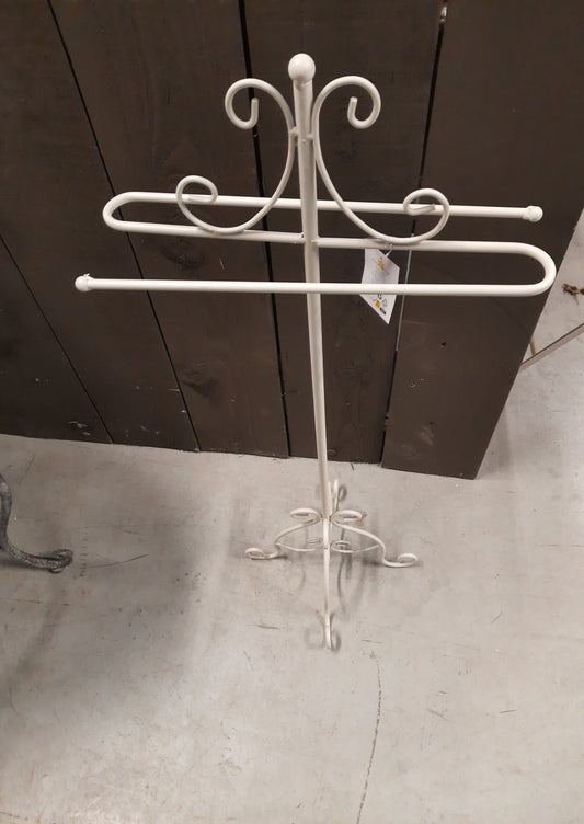 Handtuchständer Weiß Metall - Freistehender Handtuchhalter Landhausstil für 2 Handtücher