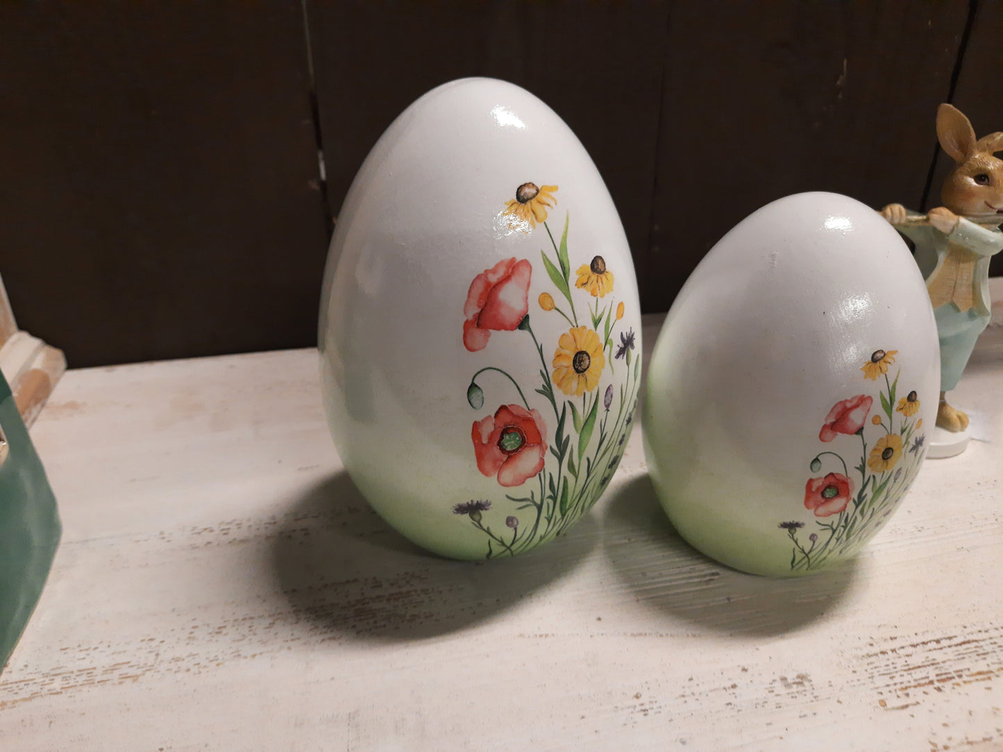 Terrakotta Ei mit Blumenmotiv - Frühlingsdeko Landhausstil