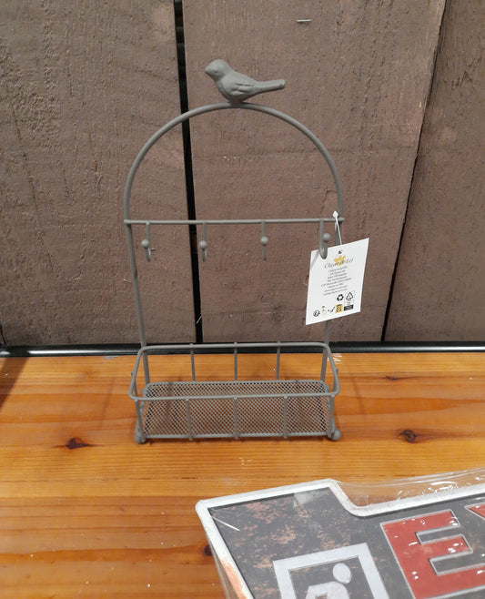 Schlüsselbrett Eisen Braun mit Ablage - Vintage Schlüsselkasten Landhausstil