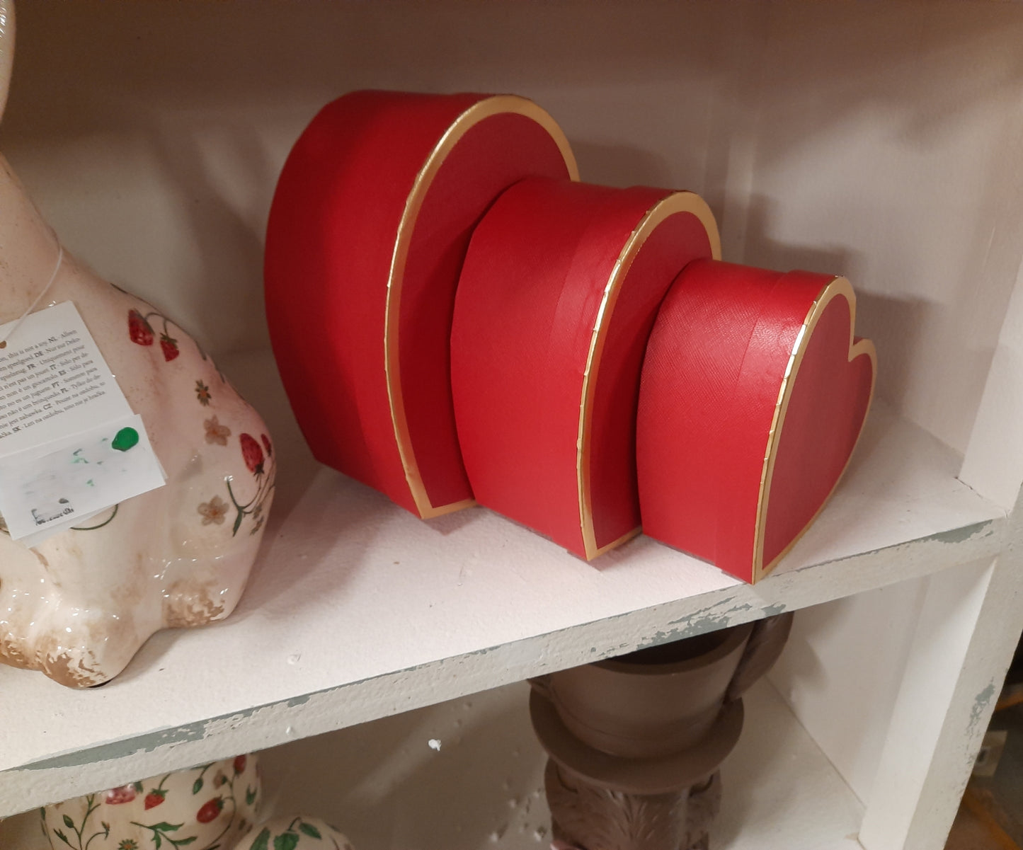 Herzgeschenkbox 3er Set Rot - Romantische Aufbewahrungsbox Karton | Clayre & Eef