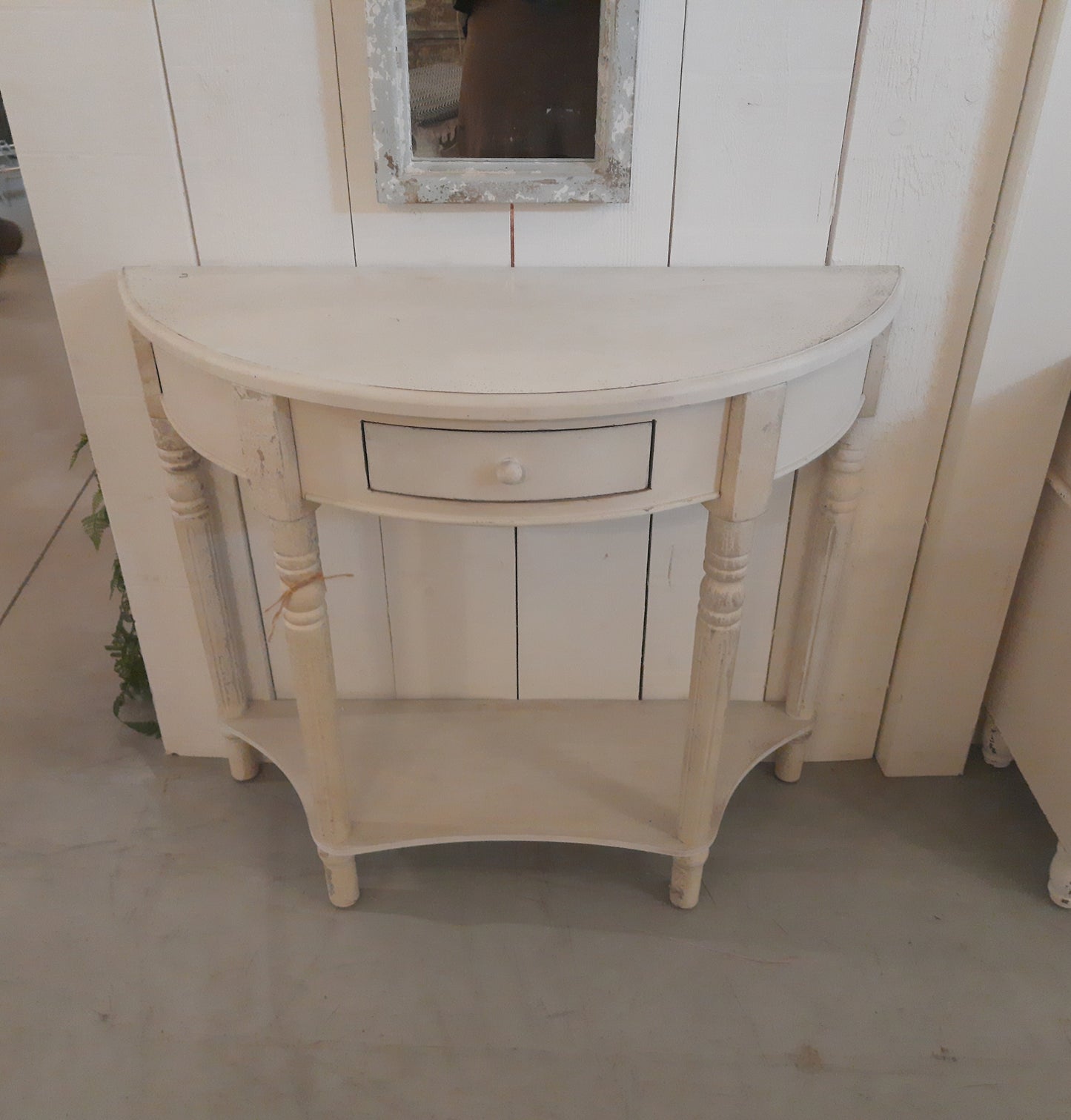 Konsolentisch Weiß Holz mit Schublade - Landhaus Shabby Chic 100cm