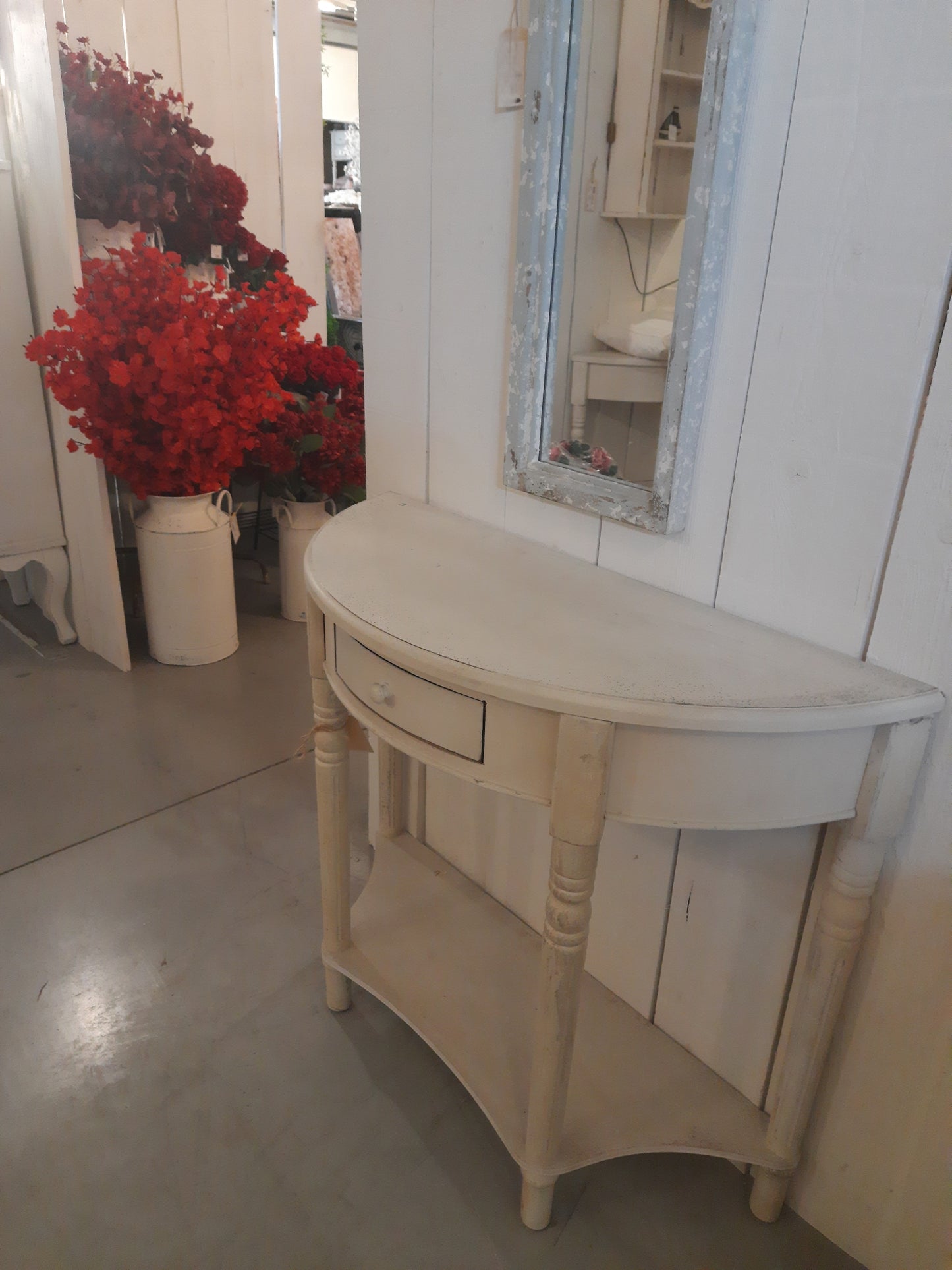 Konsolentisch Weiß Holz mit Schublade - Landhaus Shabby Chic 100cm