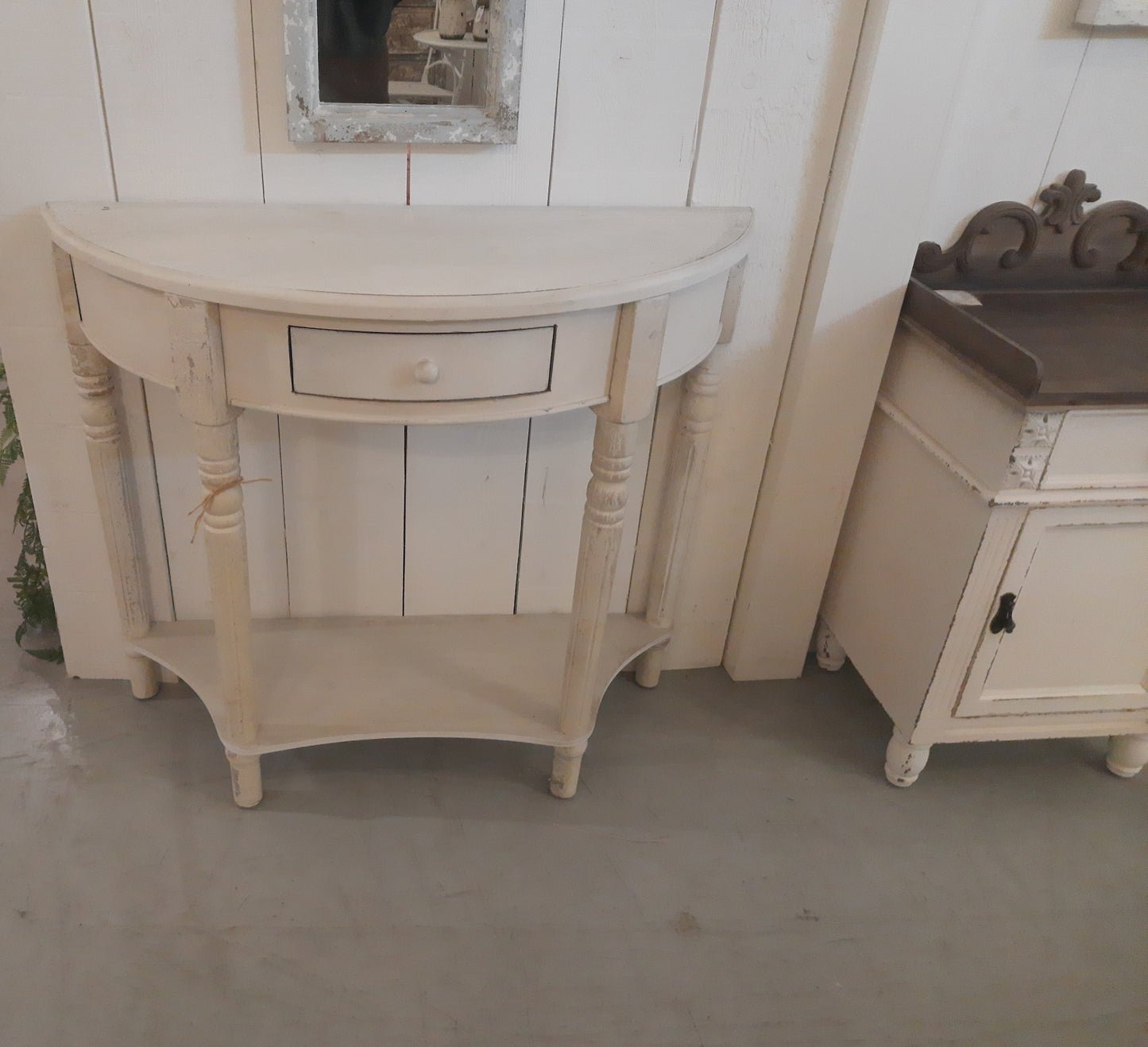 Konsolentisch Weiß Holz mit Schublade - Landhaus Shabby Chic 100cm