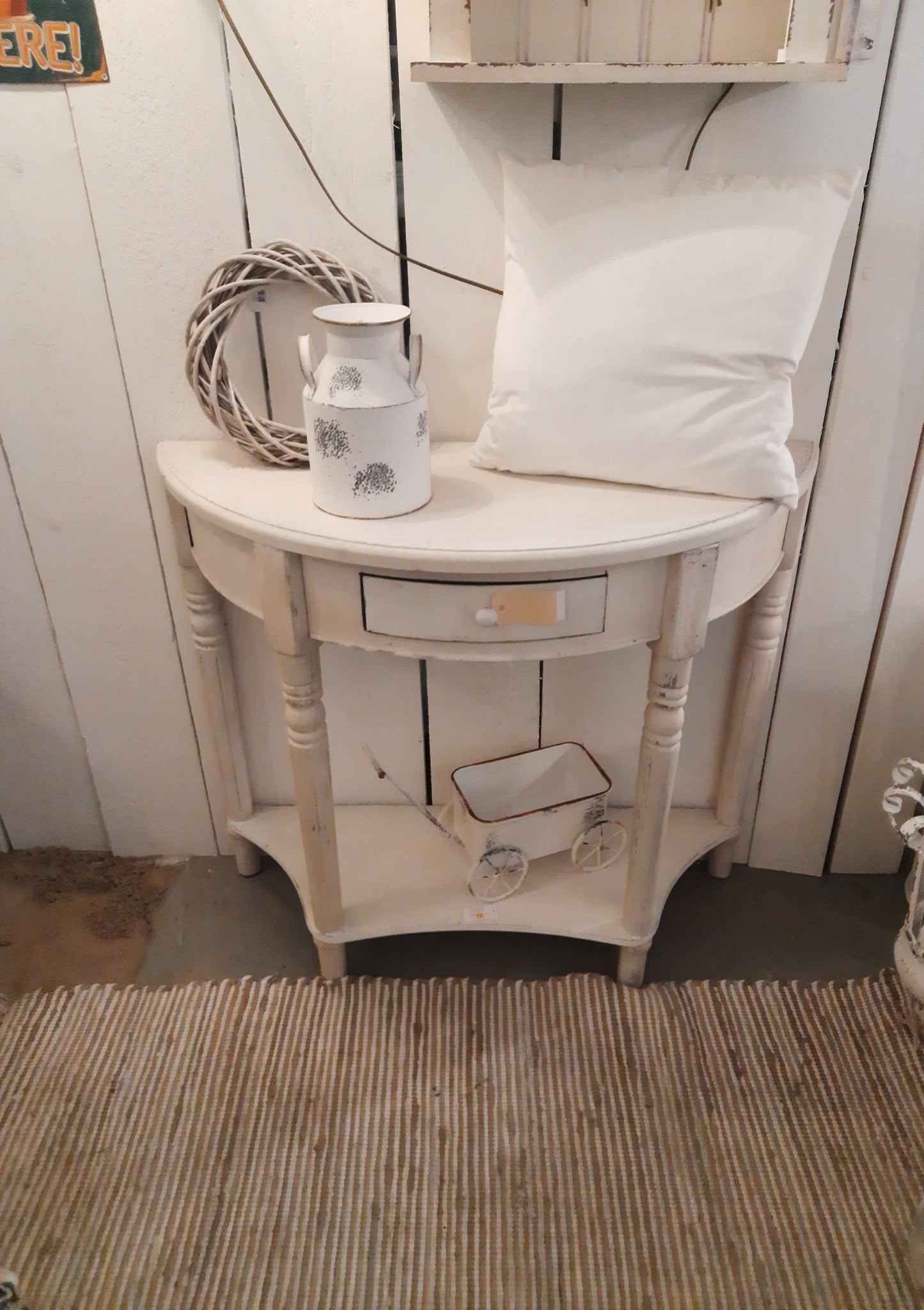 Konsolentisch Weiß Holz mit Schublade - Landhaus Shabby Chic 100cm