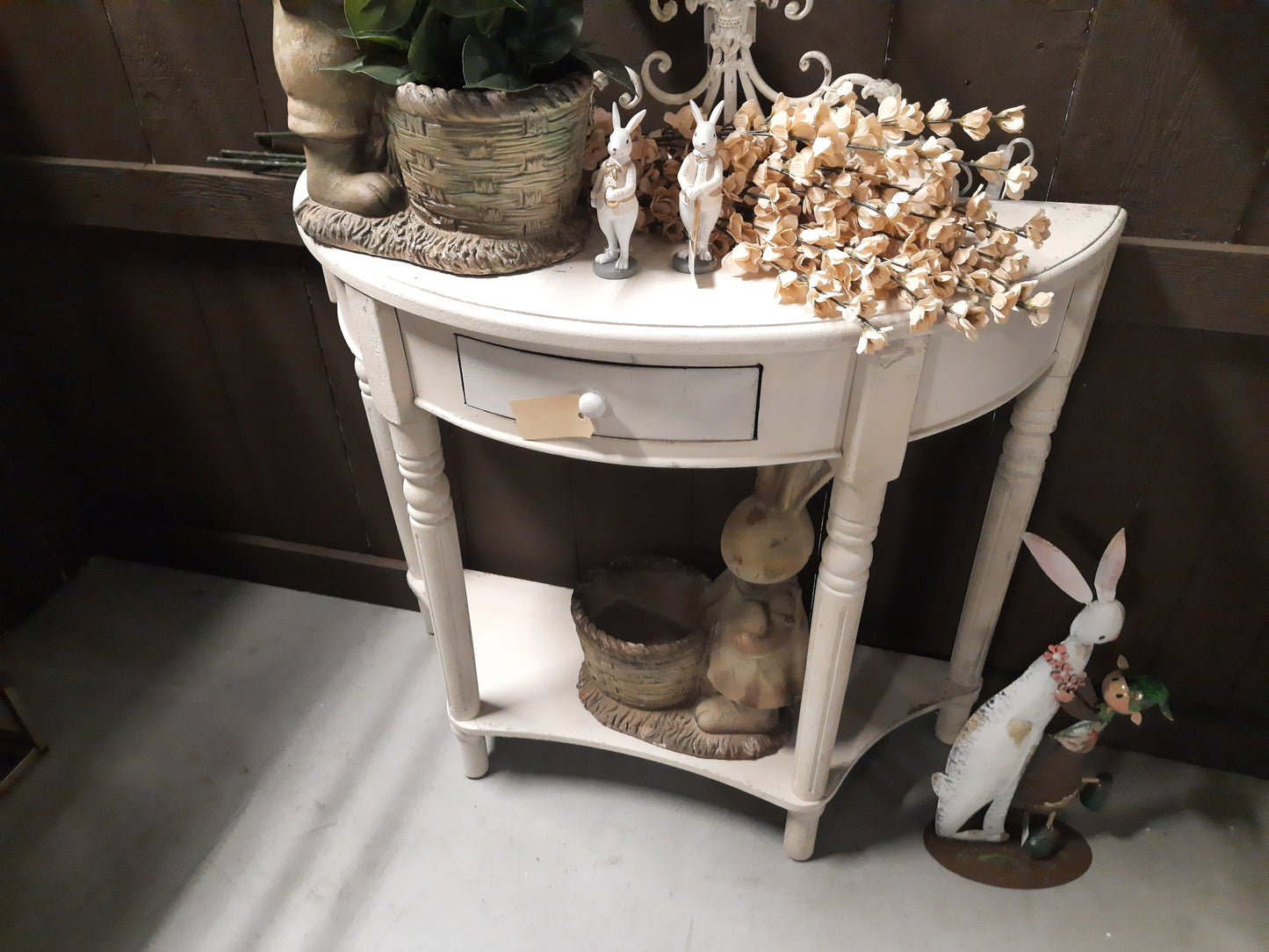 Konsolentisch Weiß Holz mit Schublade - Landhaus Shabby Chic 100cm