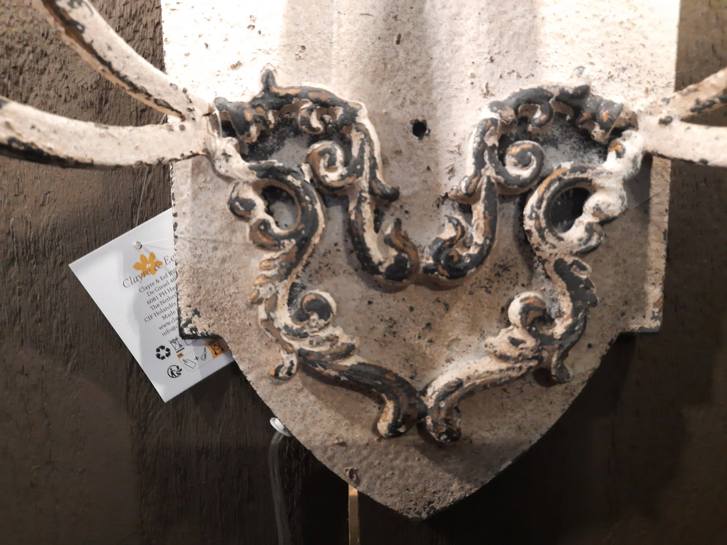 Wandleuchte Metall Shabby Chic Beige Gold 2-flammig - Clayre & Eef