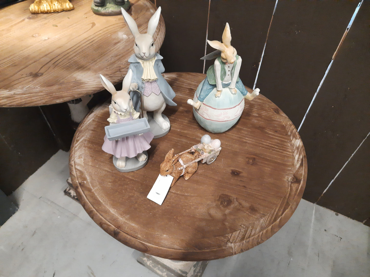 Beistelltisch Rund Shabby Chic Holz Ø 51 cm - Weiß-Grau/Braun