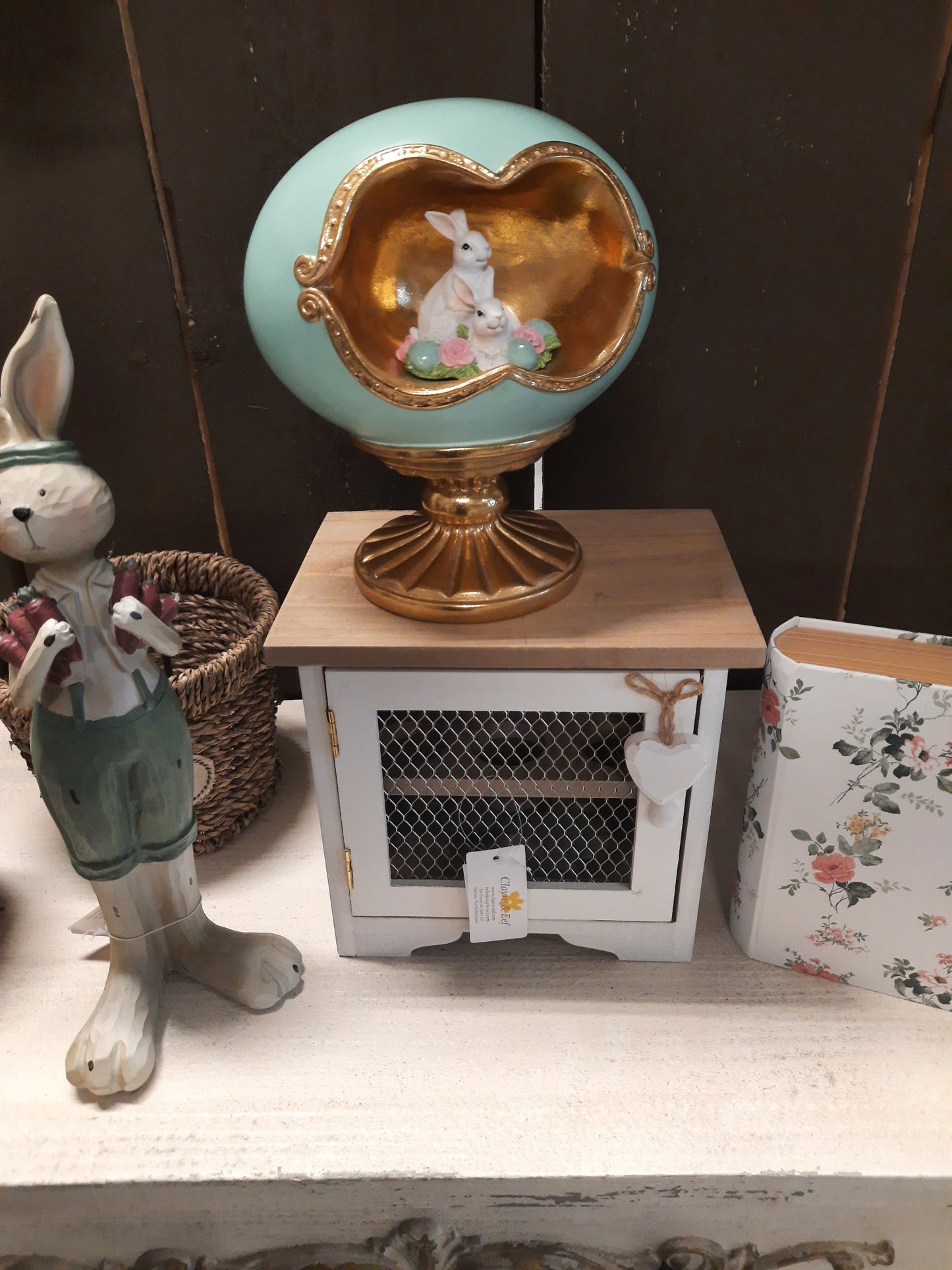 Eierschrank Weiß Holz Landhausstil – Eierhalter für 12 Eier Vintage Shabby Chic