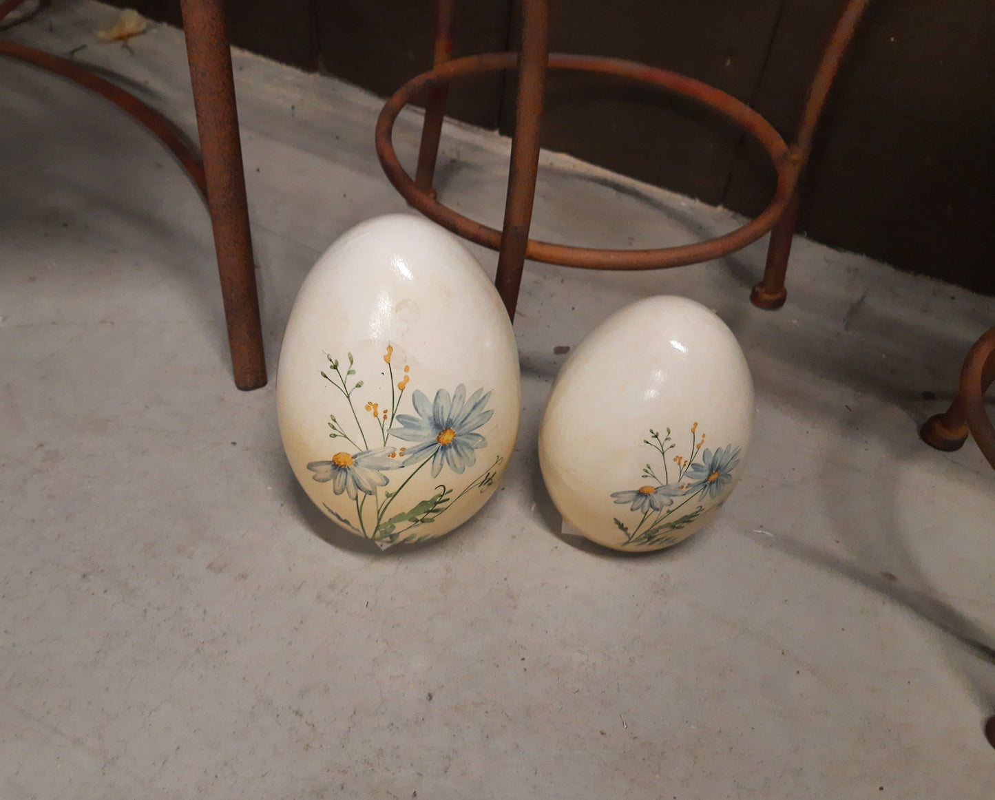 Terrakotta Ei mit Kornblumen - Frühlingsdeko Ostern Landhausstil