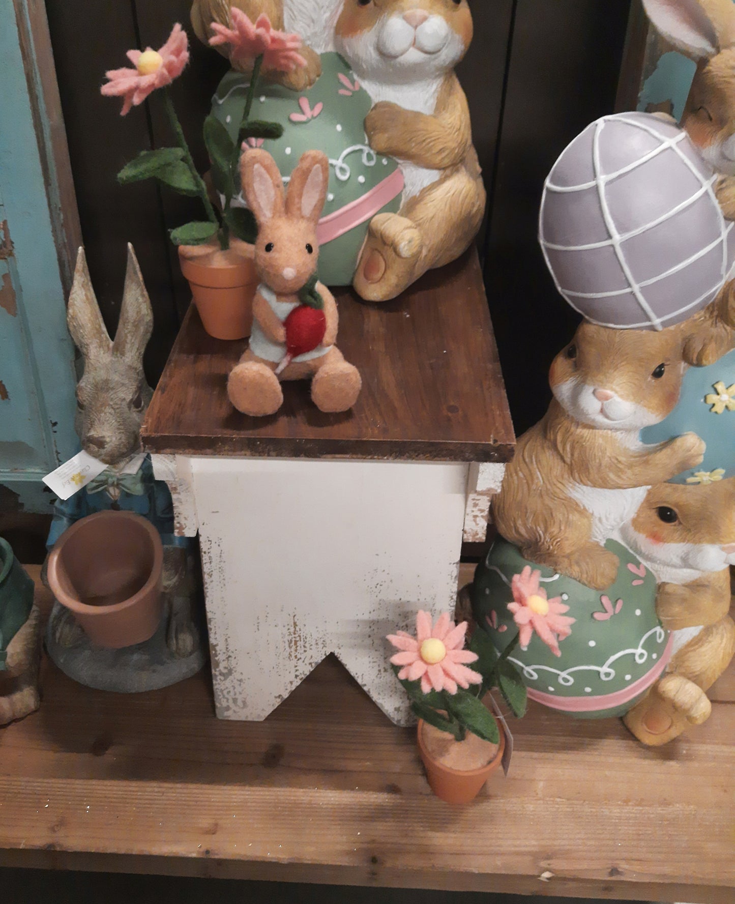 Blumenständer Holz Shabby Chic - Pflanzenbank Weiß Braun Landhausstil