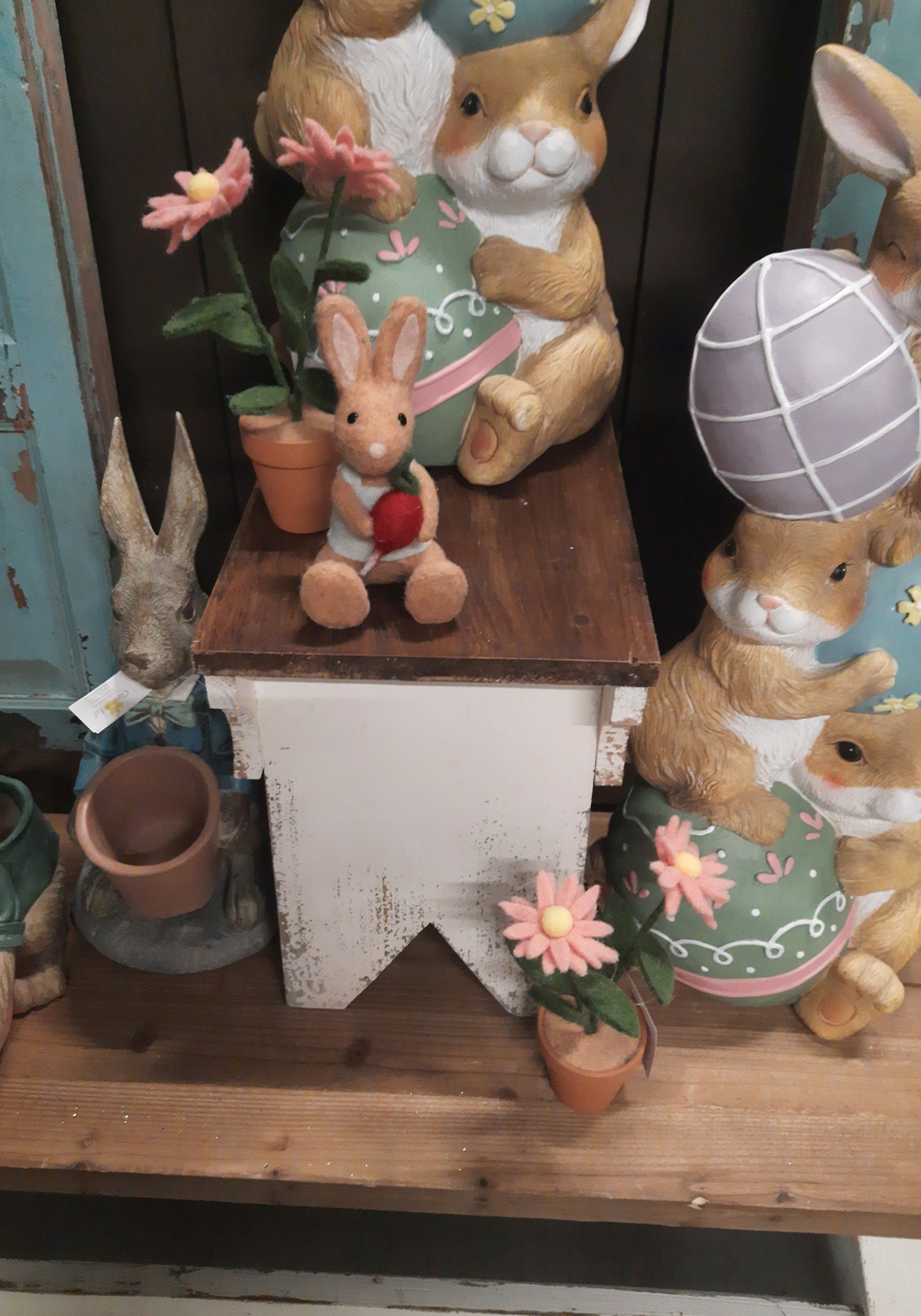 Blumenständer Holz Shabby Chic - Pflanzenbank Weiß Braun Landhausstil