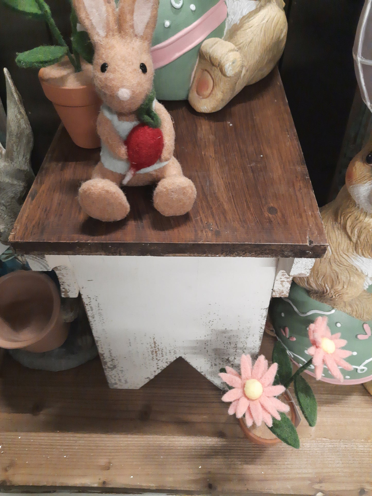 Blumenständer Holz Shabby Chic - Pflanzenbank Weiß Braun Landhausstil