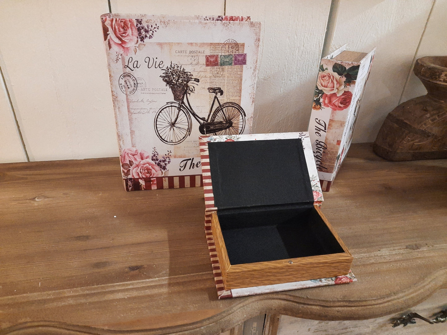 Aufbewahrungsboxen 3er Set Bücher-Design 27/22/17 cm - Romantisch Nostalgisch Vintage