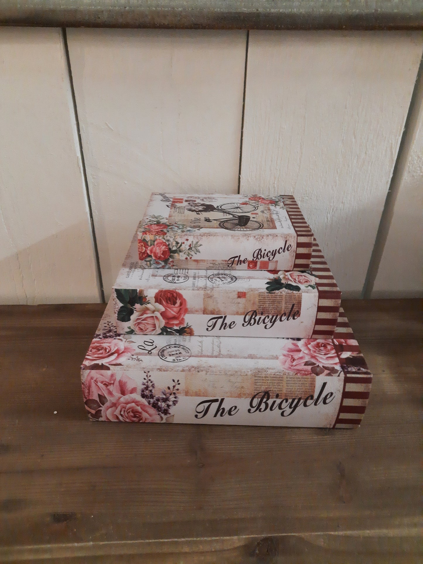 Aufbewahrungsboxen 3er Set Bücher-Design 27/22/17 cm - Romantisch Nostalgisch Vintage