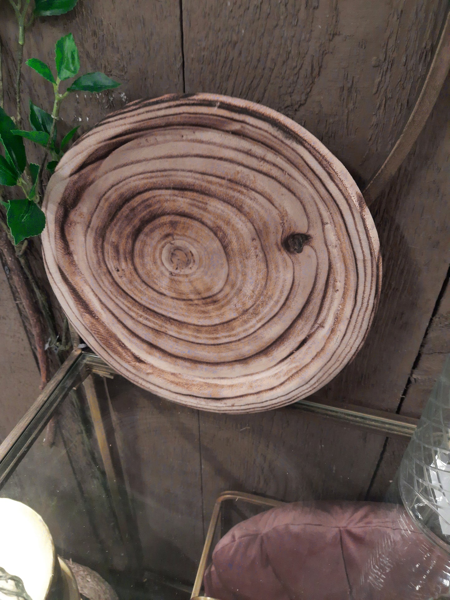 Runde Holzschale Dekoteller - Rustikales Serviertablett Landhausstil