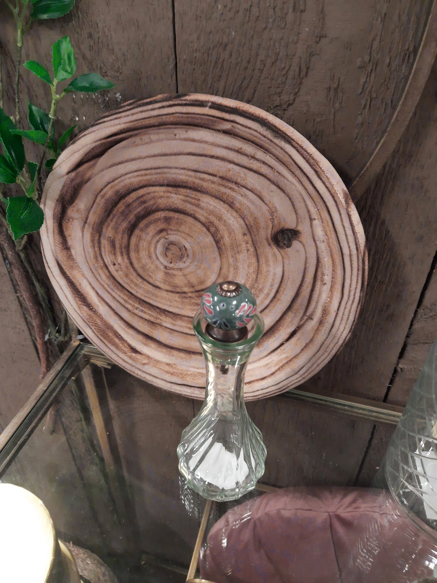 Runde Holzschale Dekoteller - Rustikales Serviertablett Landhausstil