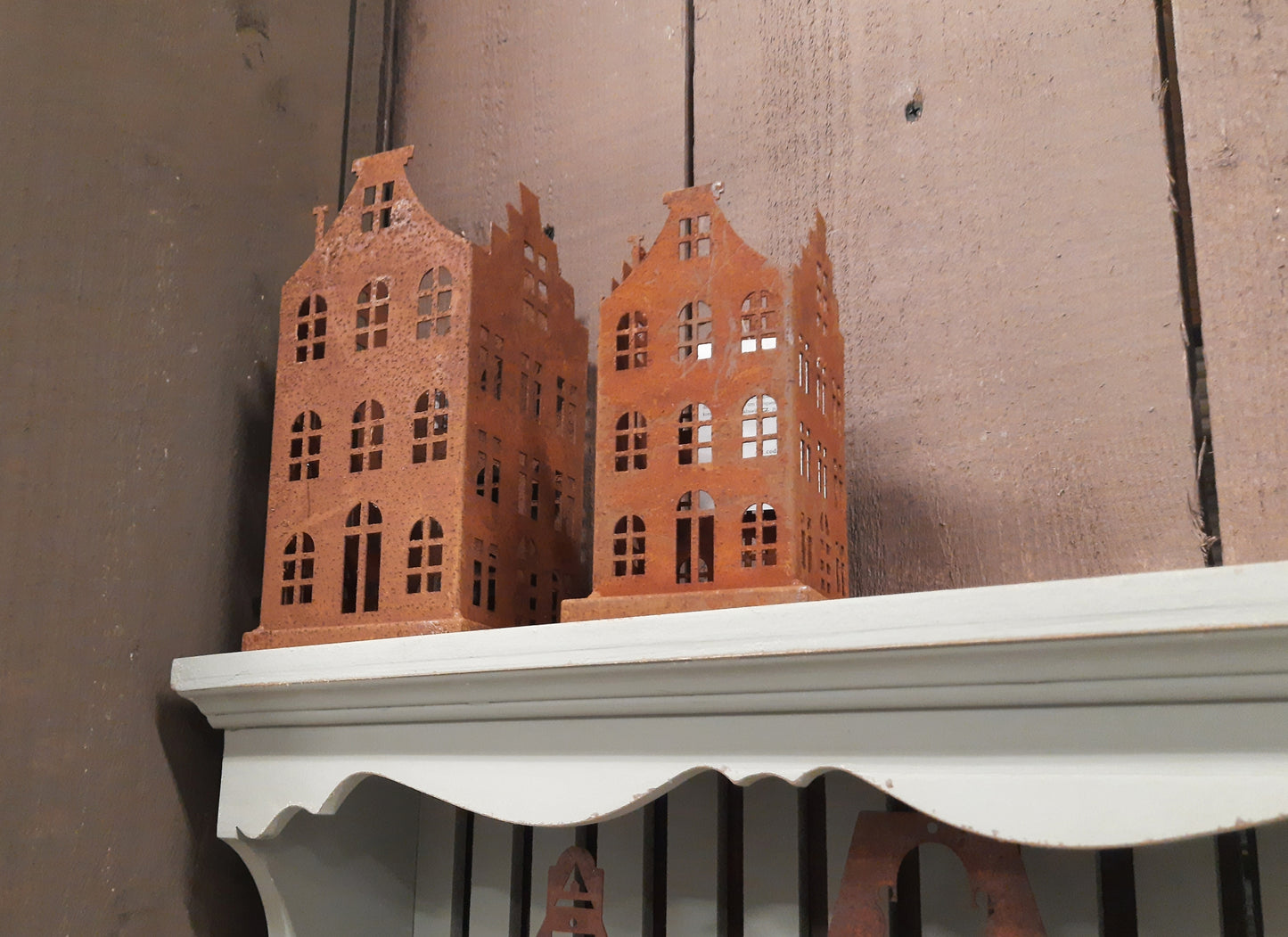 Edelrost-Häuschen 2er Set - Vintage Gartendekoration im Shabby Chic Stil