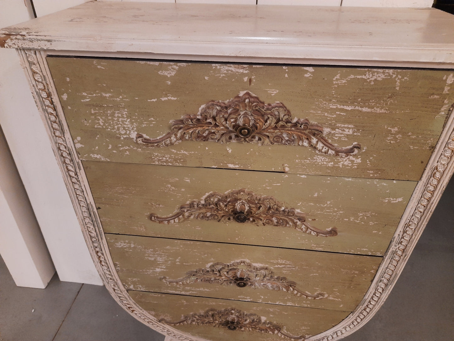 Schubladenschrank Weiß-Grün - Shabby Chic Kommode aus Holz