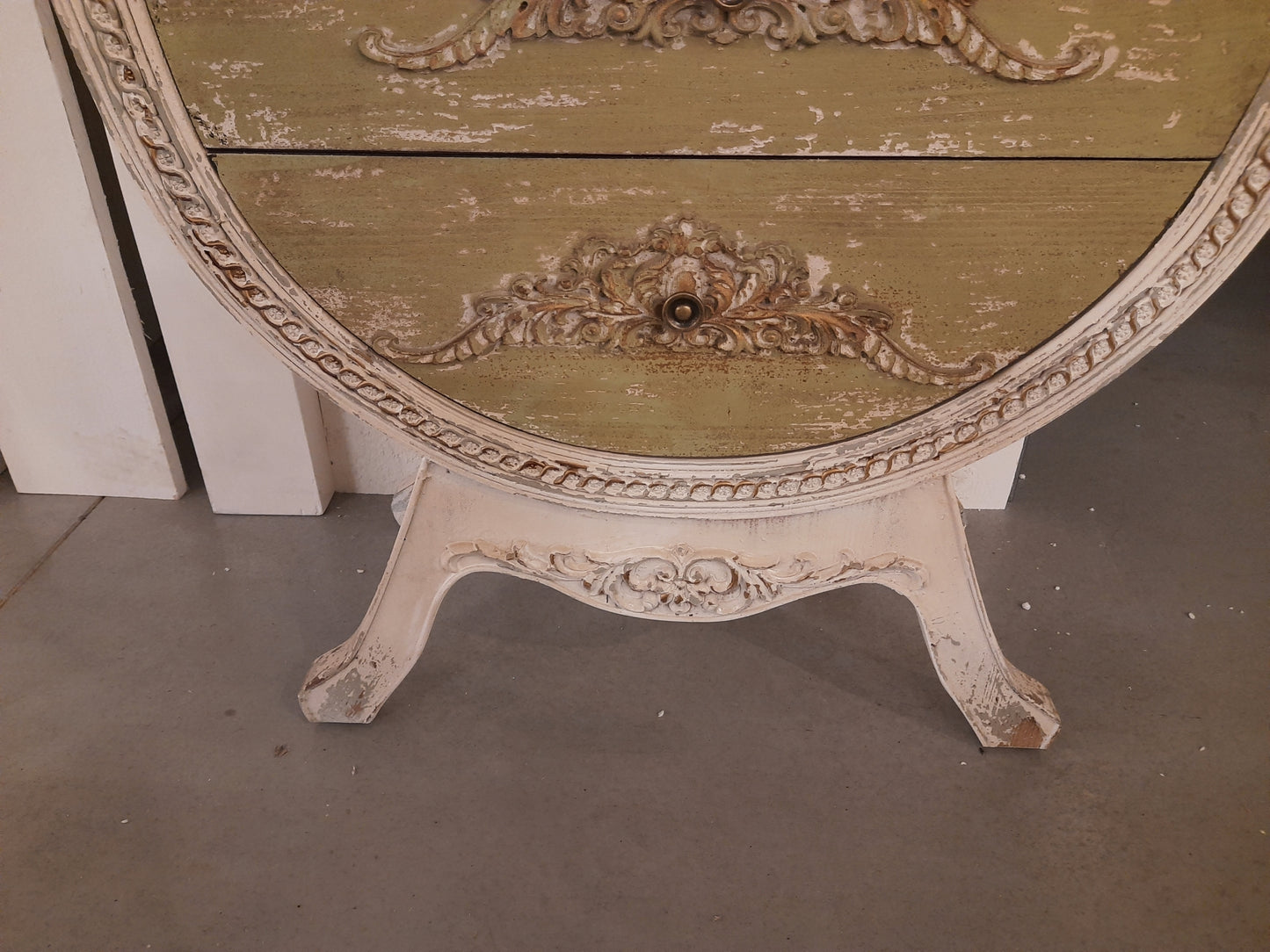 Schubladenschrank Weiß-Grün - Shabby Chic Kommode aus Holz