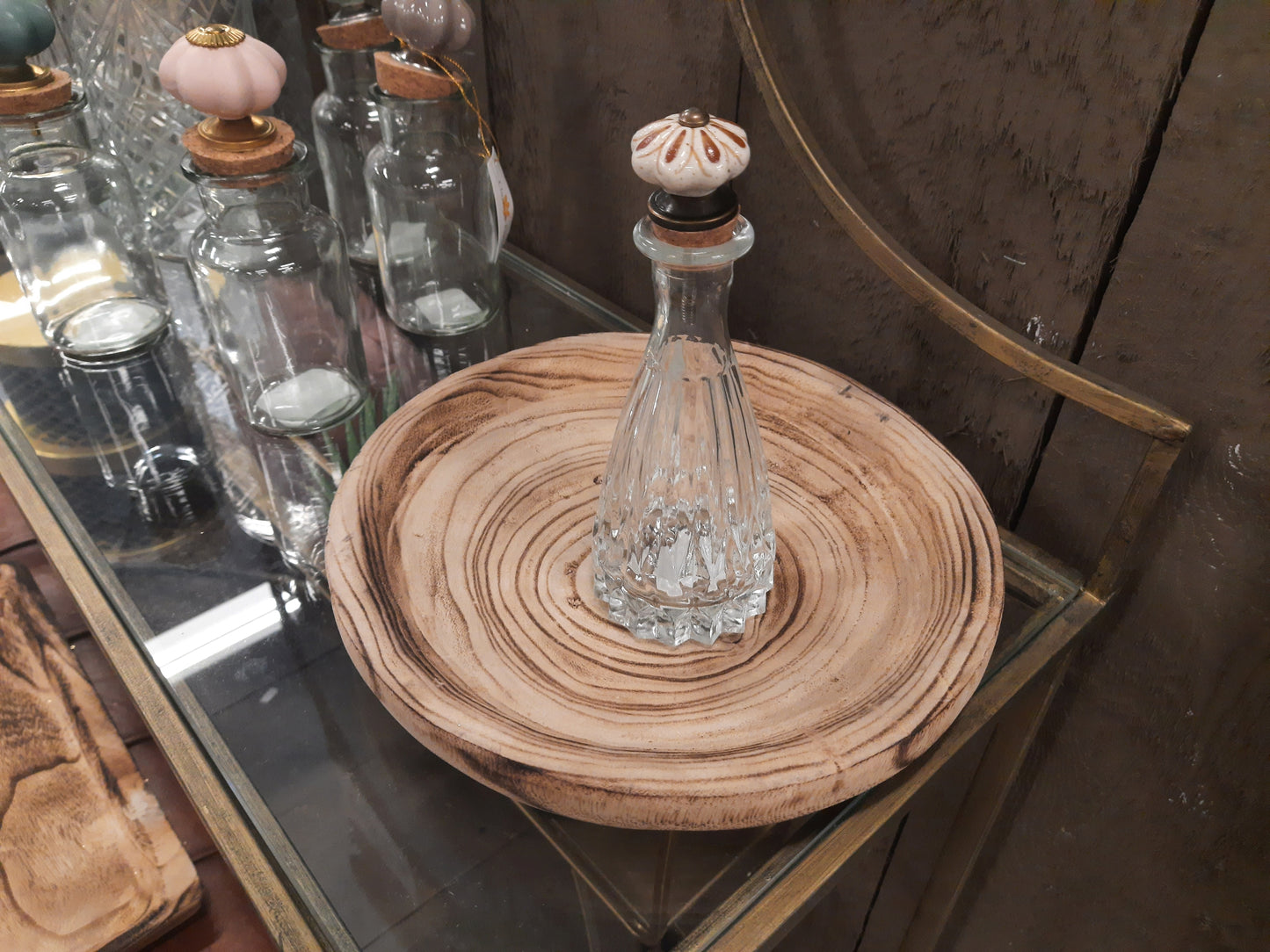 Runde Holzschale Dekoteller - Rustikales Serviertablett Landhausstil