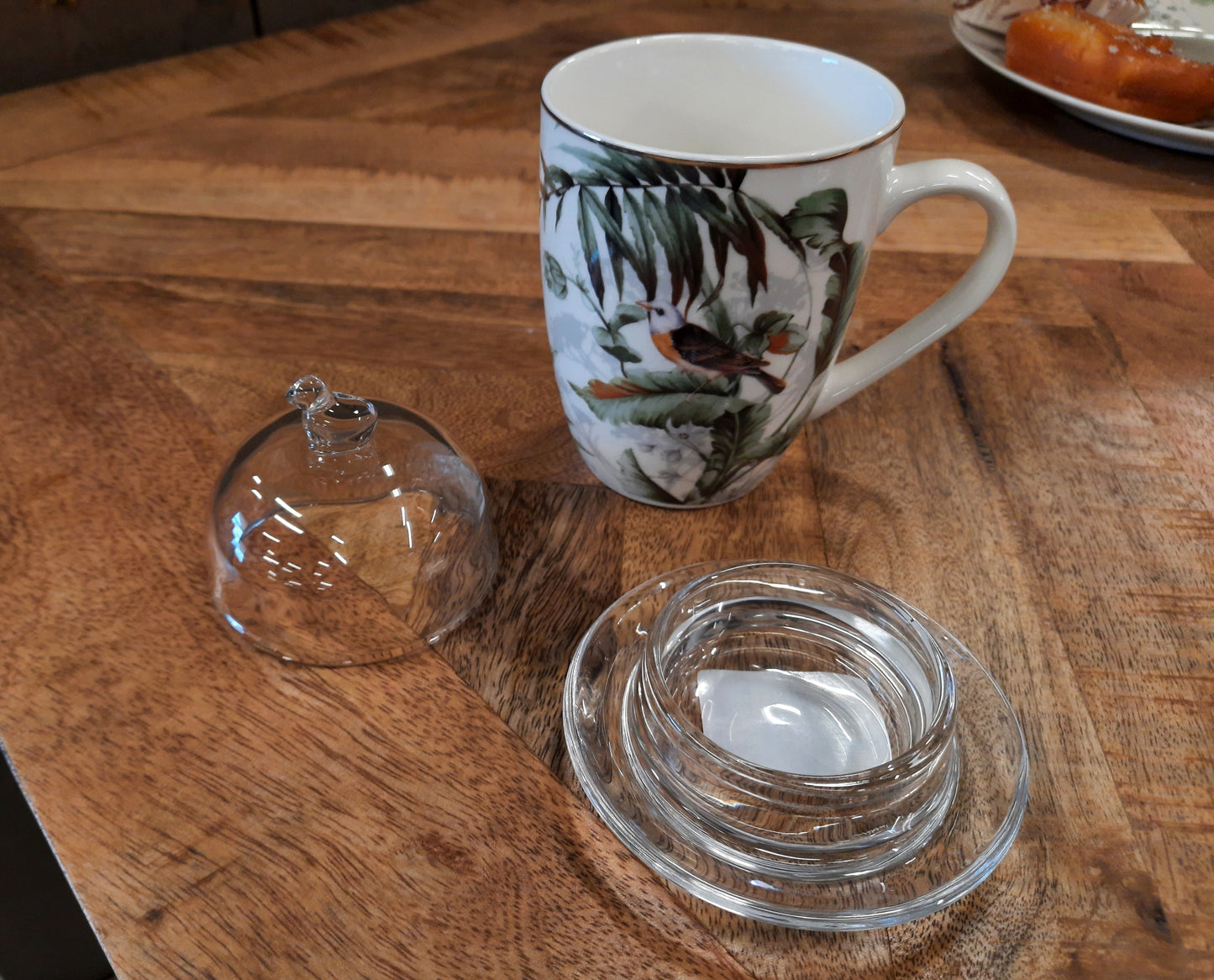 Butterdose Glas mit Vogelgriff - Landhausstil Transparent Rund