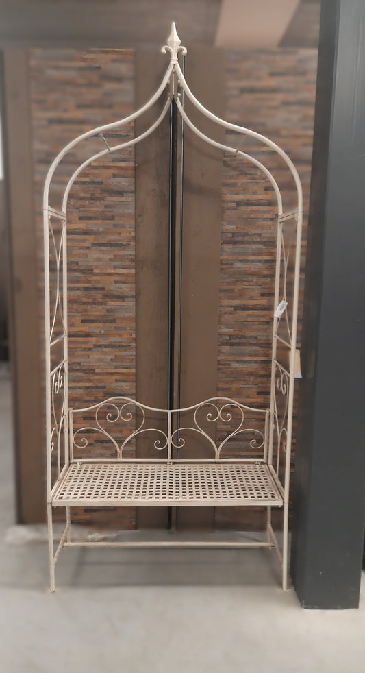 Rosenbogen mit Bank Eisen Beige - Romantische Gartenbank im Shabby Chic Landhausstil