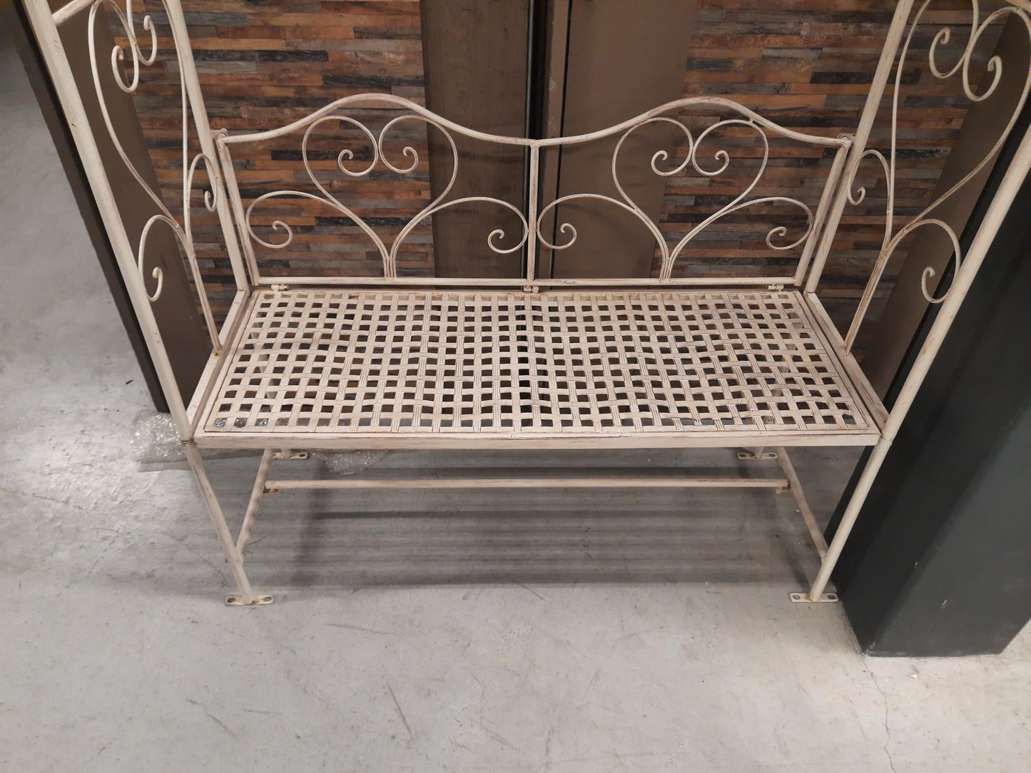 Rosenbogen mit Bank Eisen Beige - Romantische Gartenbank im Shabby Chic Landhausstil