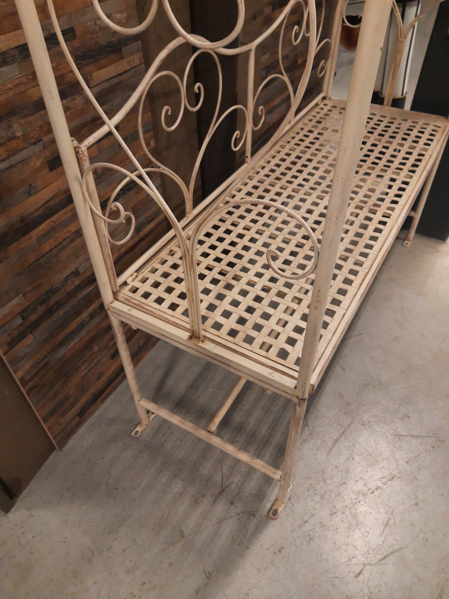 Rosenbogen mit Bank Eisen Beige - Romantische Gartenbank im Shabby Chic Landhausstil