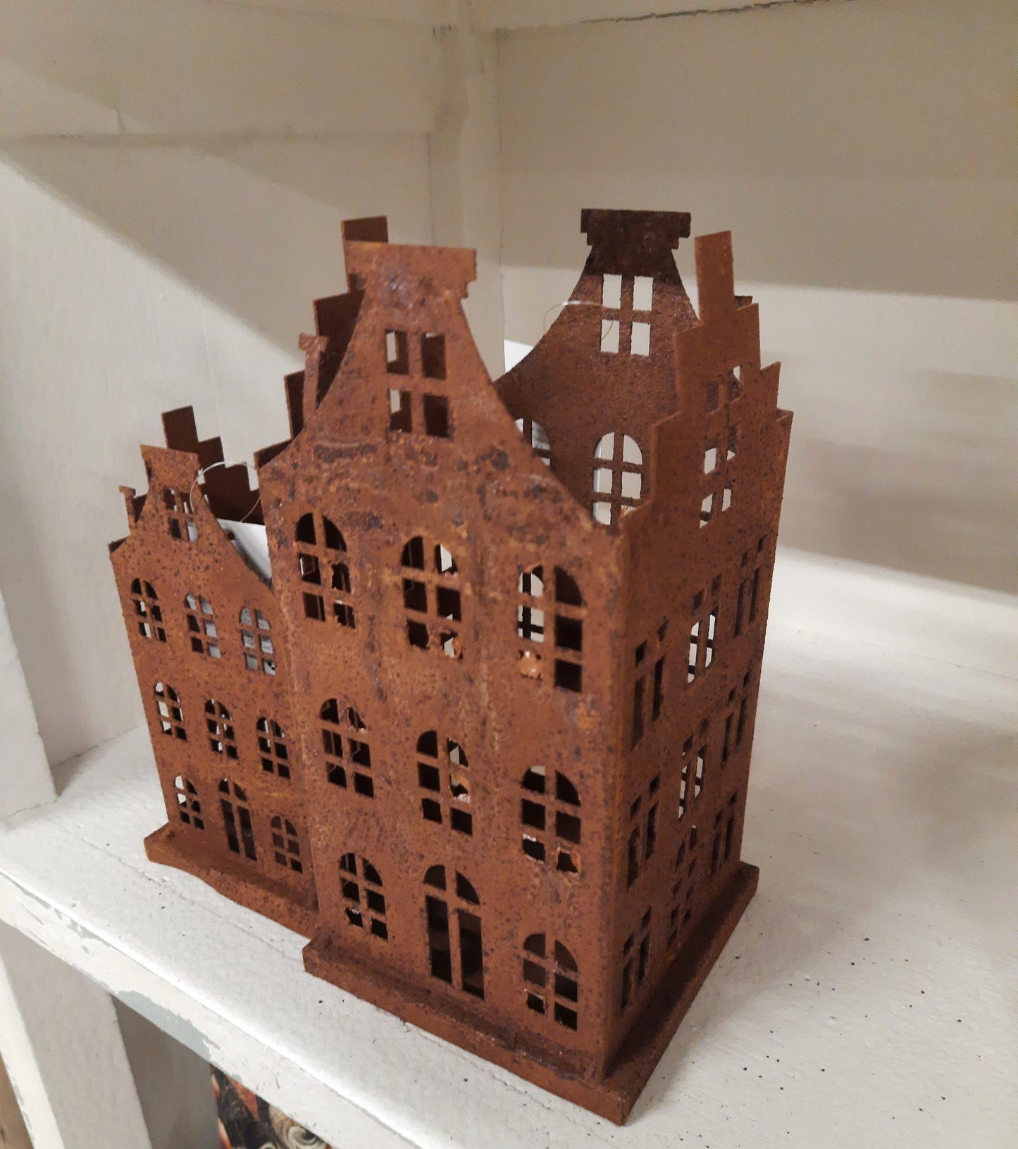 Edelrost-Häuschen 2er Set - Vintage Gartendekoration im Shabby Chic Stil