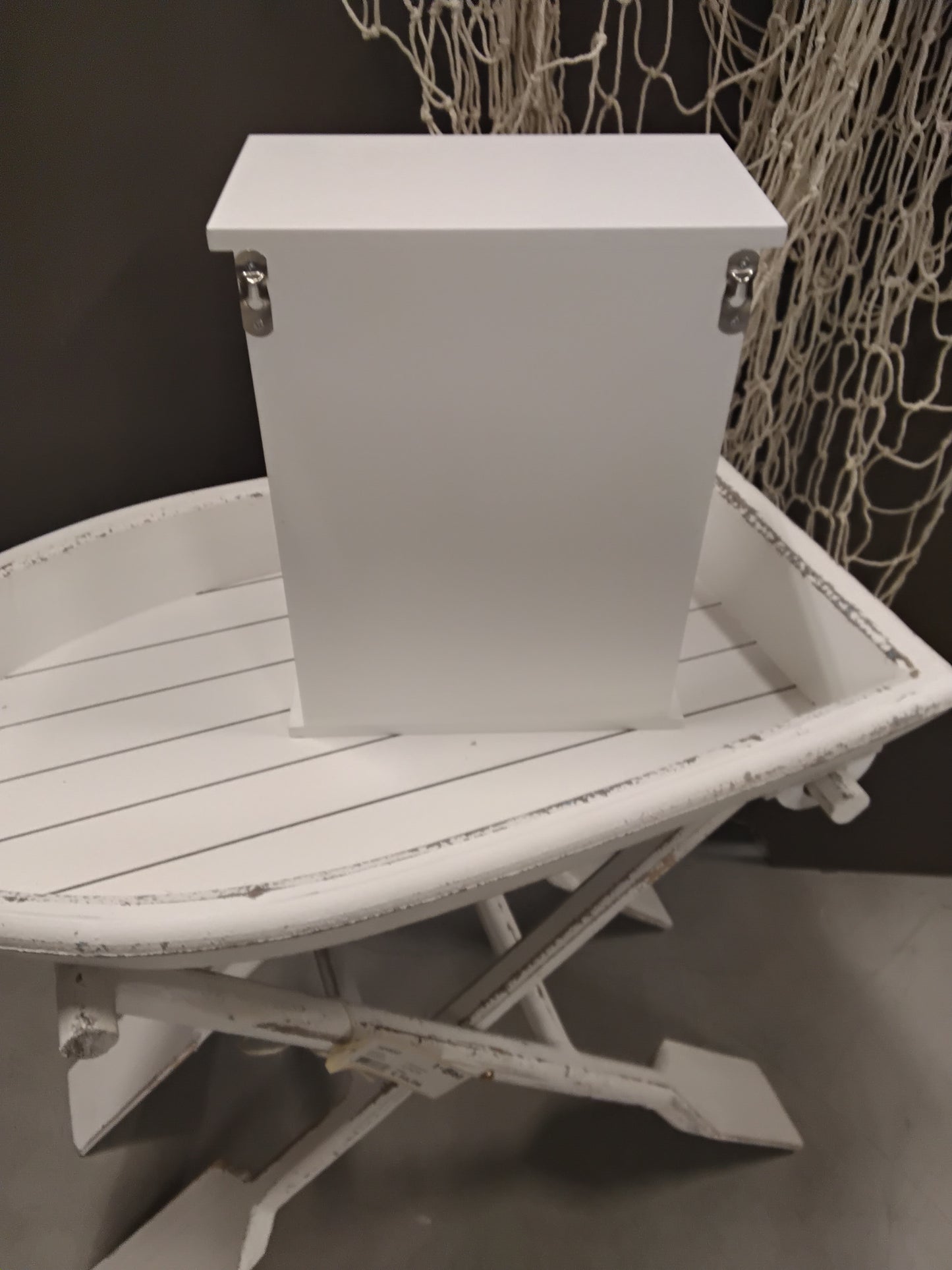 Medizinschrank Holz Weiß-Rot - Vintage Apothekerschrank Landhausstil