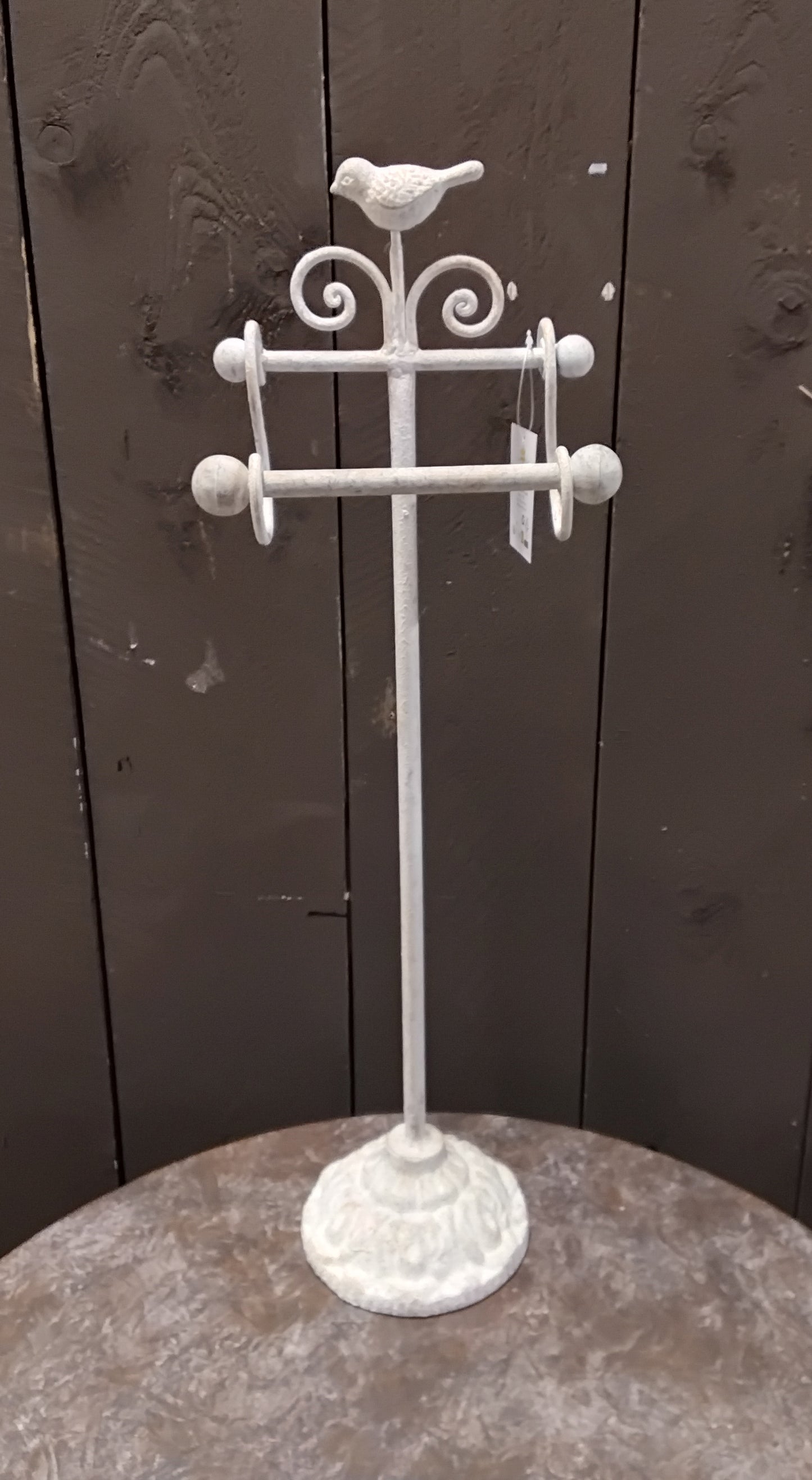 WC-Rollenhalter Shabby Chic Beige - Vintage Toilettenpapierständer mit Vogel-Dekor