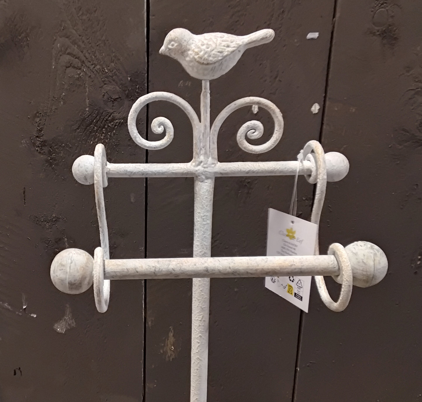 WC-Rollenhalter Shabby Chic Beige - Vintage Toilettenpapierständer mit Vogel-Dekor