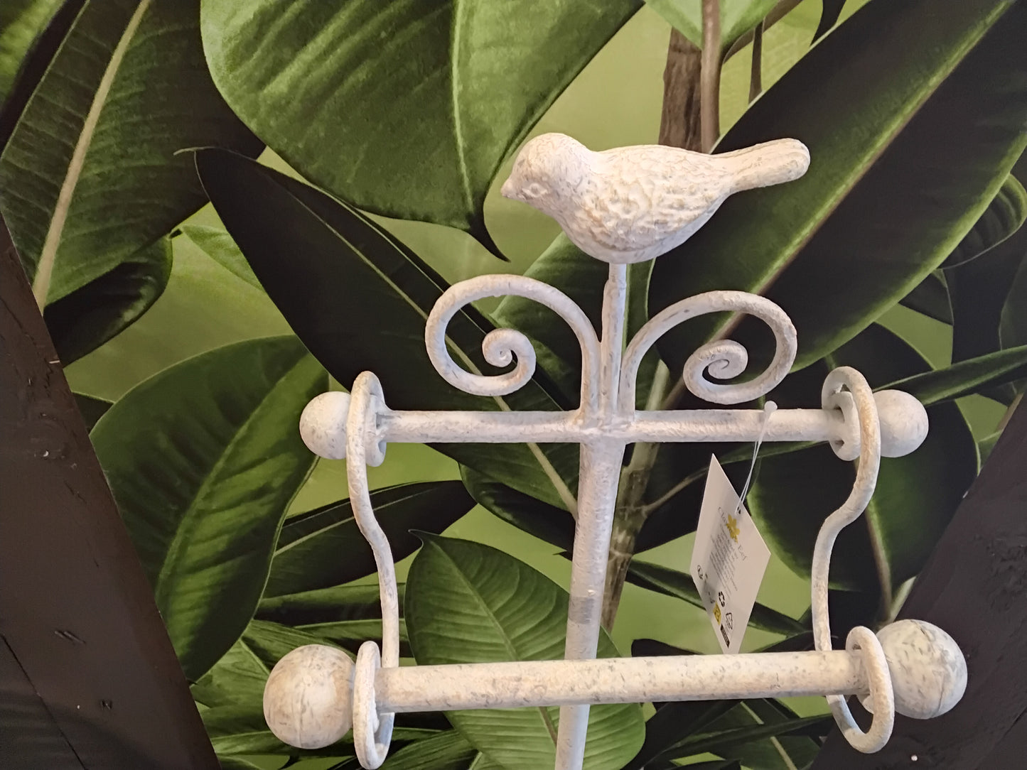 WC-Rollenhalter Shabby Chic Beige - Vintage Toilettenpapierständer mit Vogel-Dekor