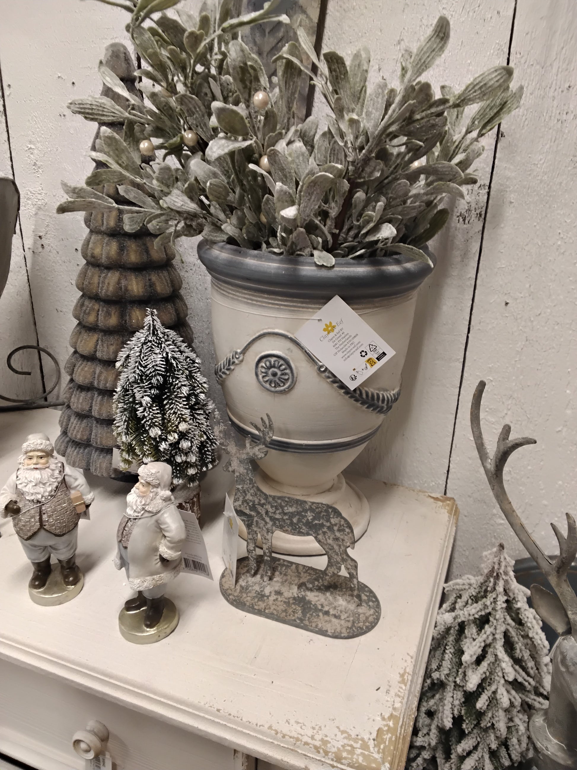 Pflanztopf Maritim Beige Grau-Blau | Shabby Chic Cottage | Magnesiumoxid | Außen {{ Shabby Chic und Landhaus Deko }} {{ www.Stein-Alt.de The cosy Cottage }}