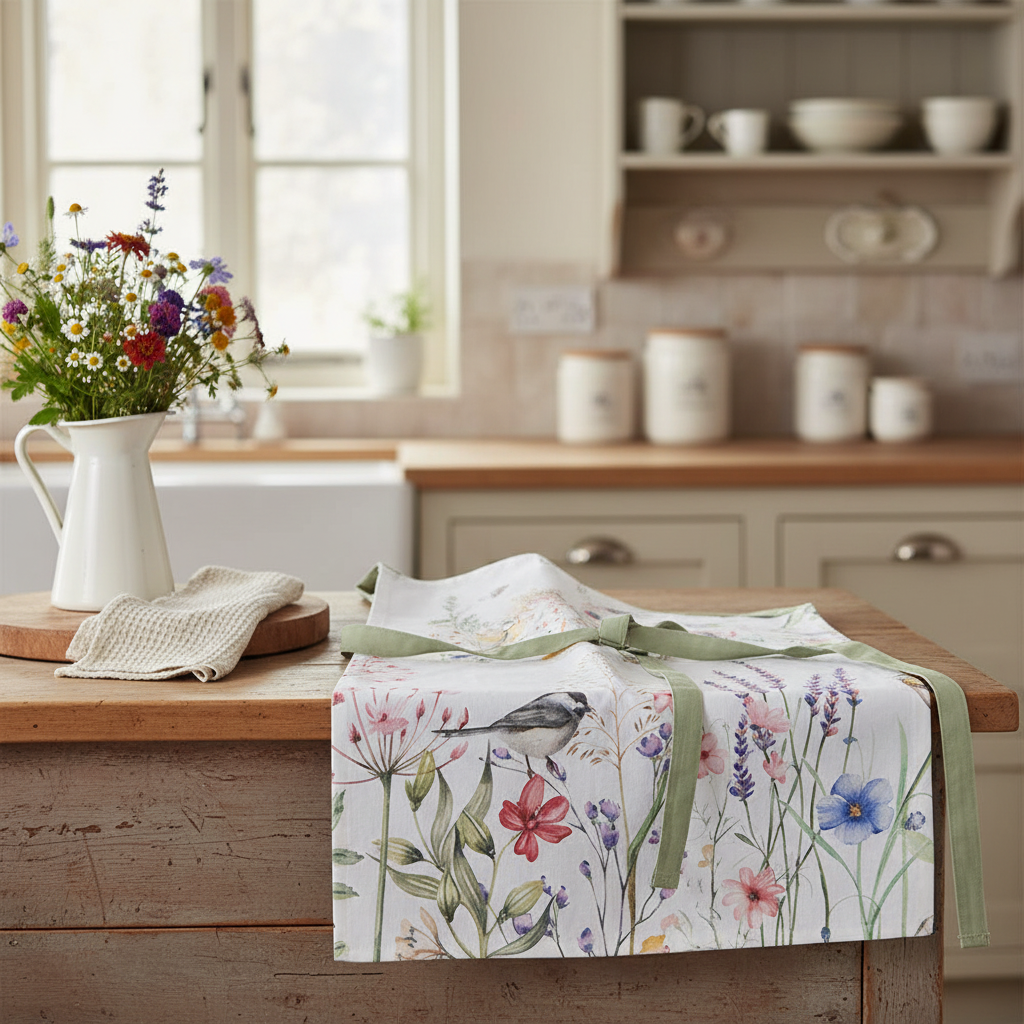 Küchenschürze Baumwolle Wiesenblumen - Ländlicher Charme für Ihre Küche {{ Shabby Chic und Landhaus Deko }} {{ www.Stein-Alt.de The cosy Cottage }}