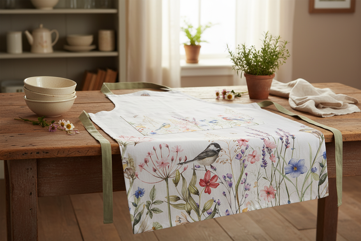 Küchenschürze Baumwolle Wiesenblumen - Ländlicher Charme für Ihre Küche {{ Shabby Chic und Landhaus Deko }} {{ www.Stein-Alt.de The cosy Cottage }}
