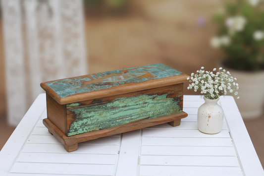 Scatola decorativa in legno, vecchia scatola in legno shabby chic per riporre oggetti, scatola