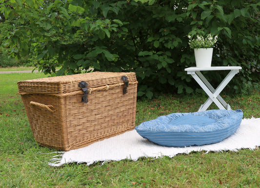 Hundebett Boot Ahoi! 80cm - Maritimes Hundekissen Baumwolle Blau-Weiß