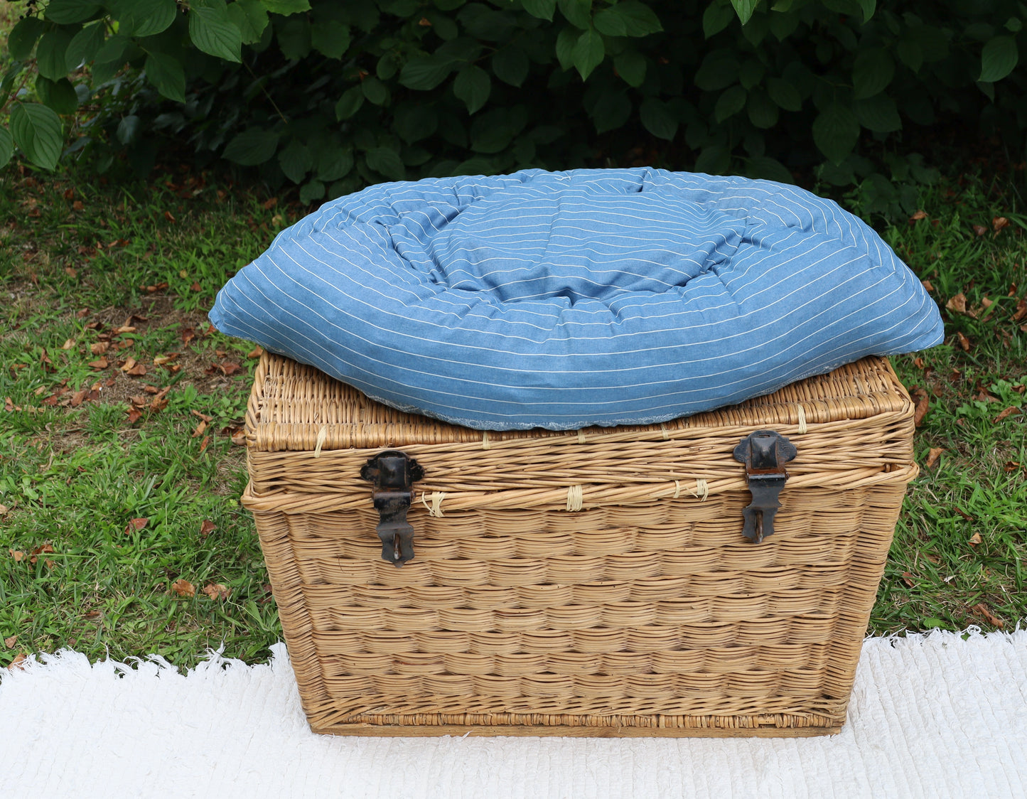 Hundebett Boot Ahoi! 80cm - Maritimes Hundekissen Baumwolle Blau-Weiß