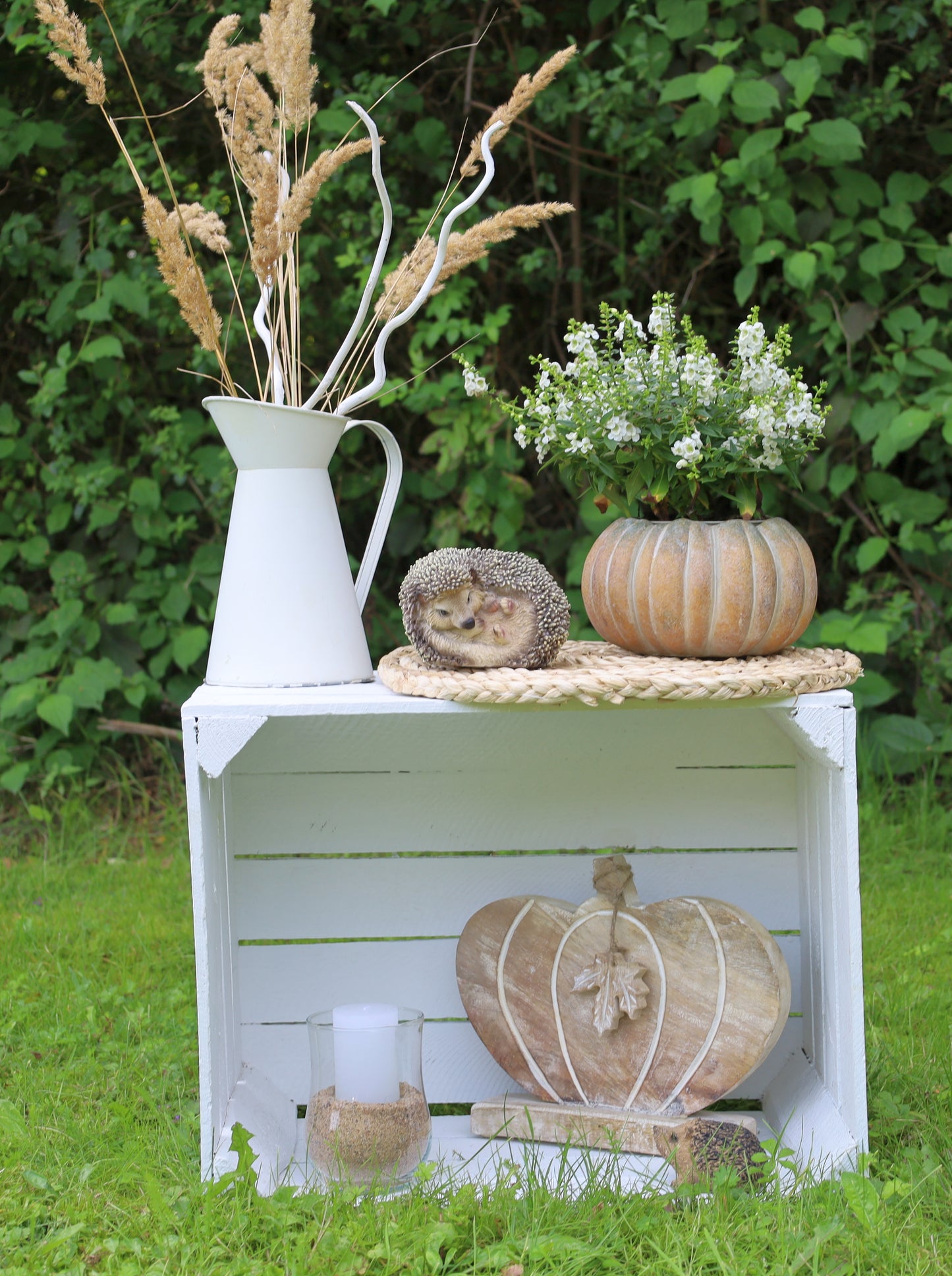 Kürbis Deko Holz Herbst - Ahornblatt Figur Herbstdekoration Halloween stehend